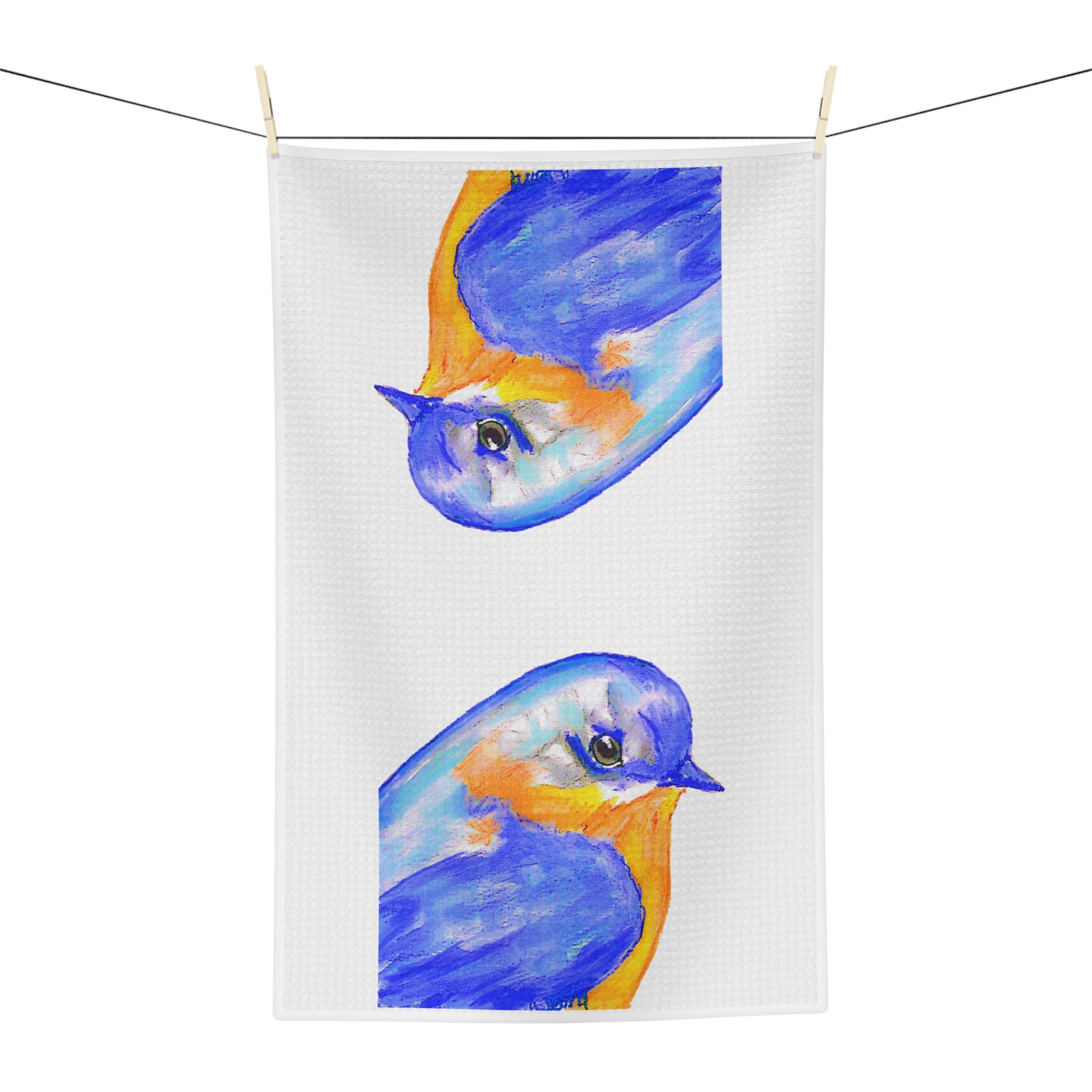 Watercolor Summer bird Microfiber Waffle Kitchen Towel