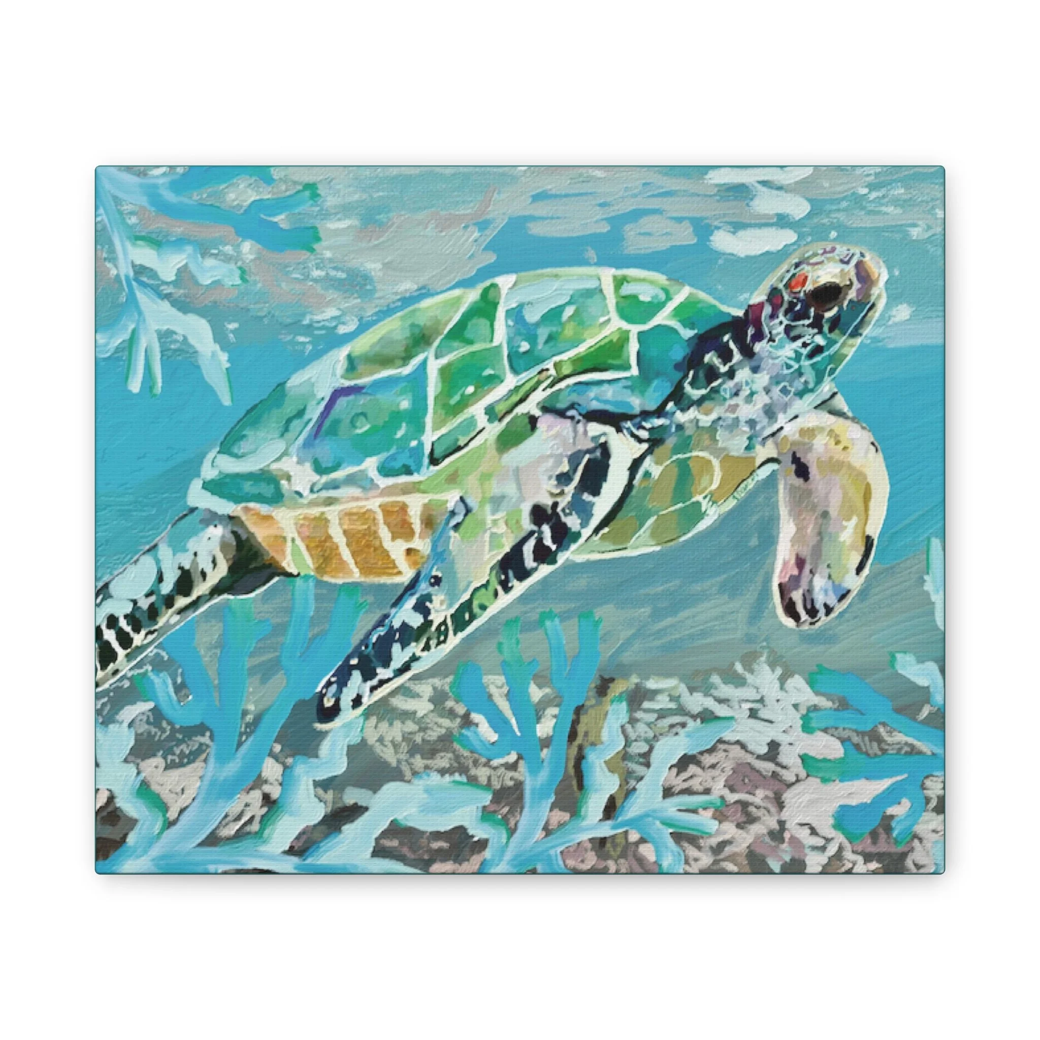 Sea Turtle Stretched Canvas wall art