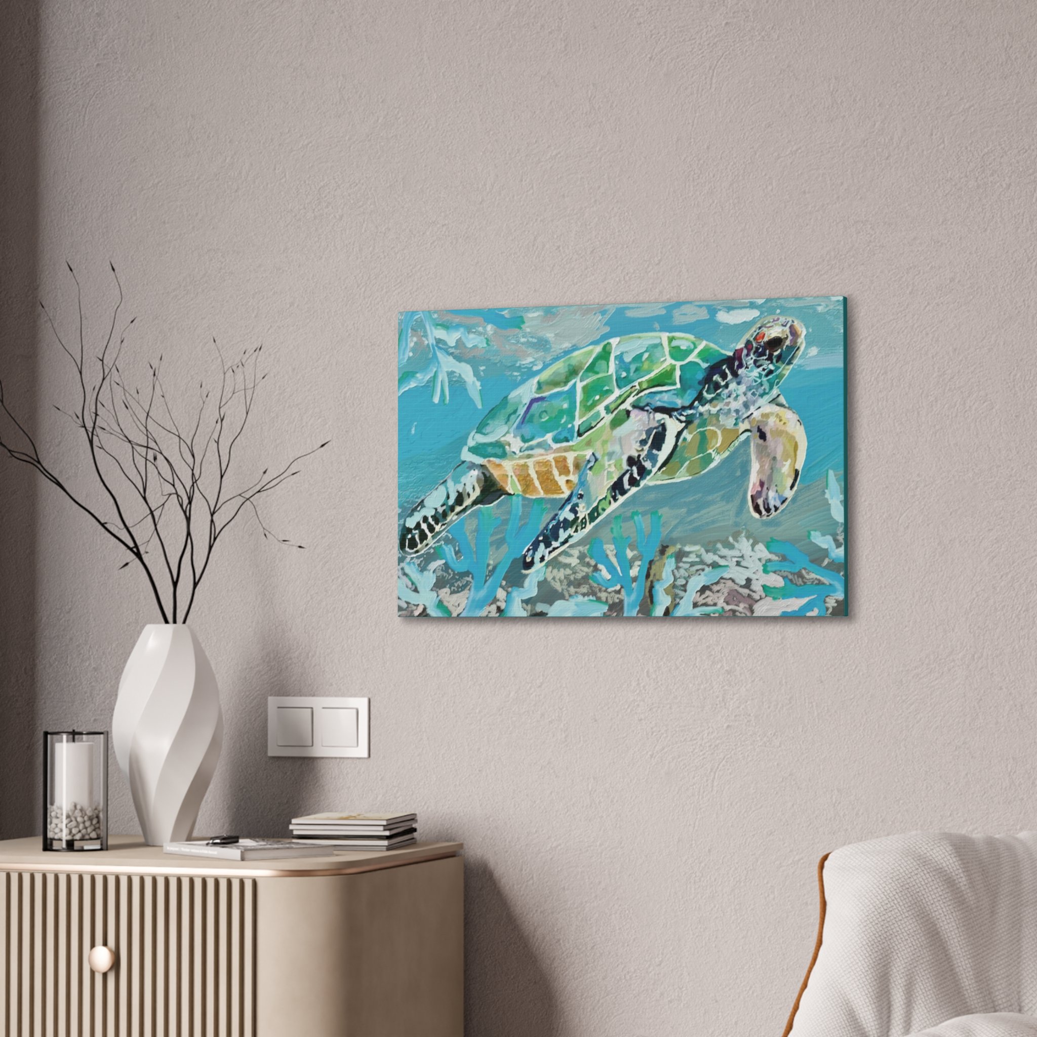 Coastal Sea Turtle canvas wall art