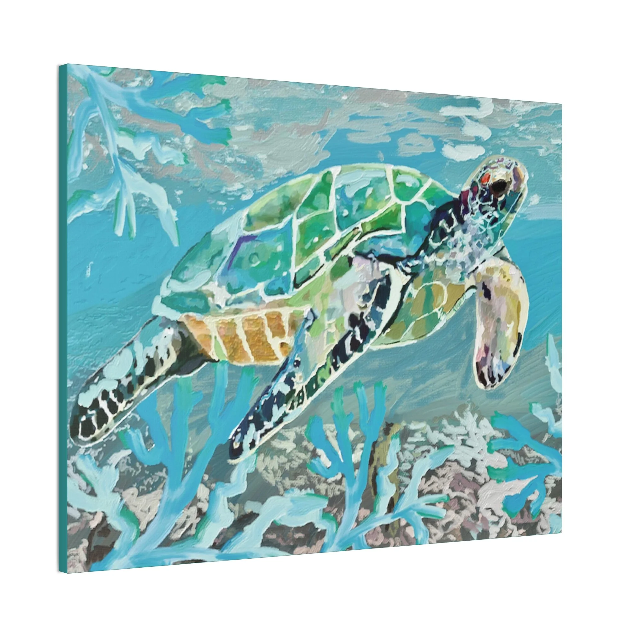 Coastal Sea Turtle canvas wall art