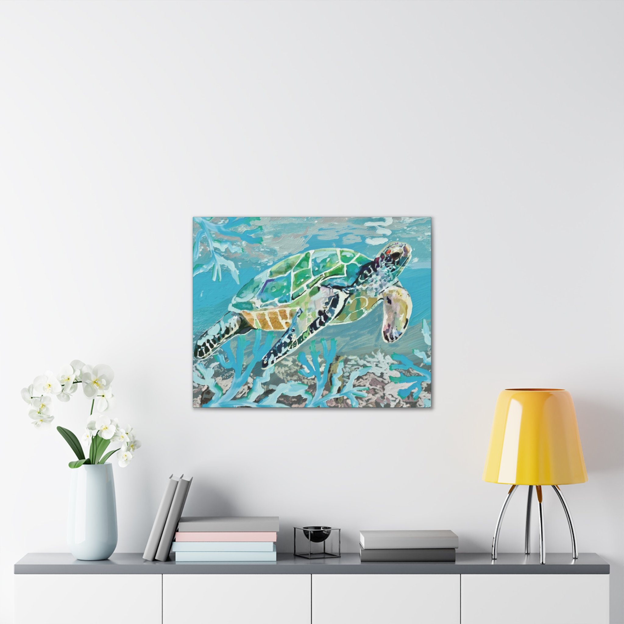 Coastal Sea Turtle canvas wall art