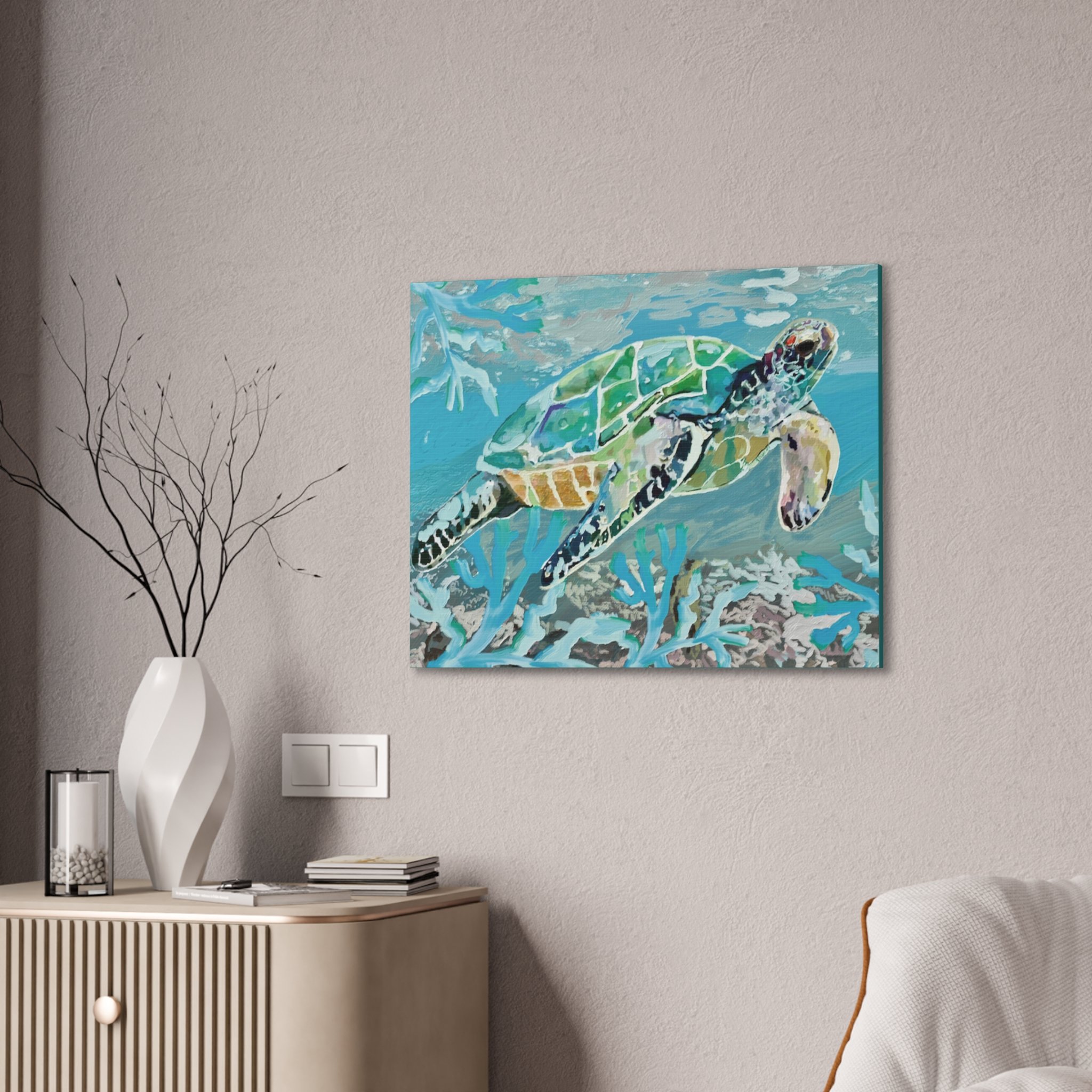 Coastal Sea Turtle canvas wall art