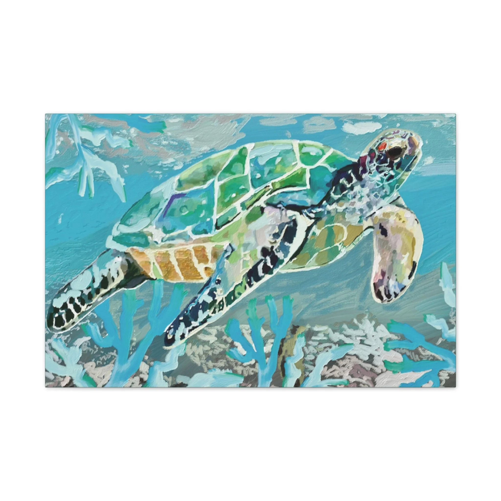 Coastal Sea Turtle canvas wall art