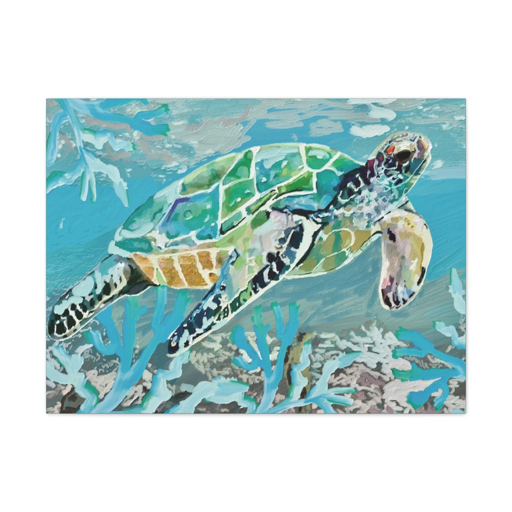 Coastal Sea Turtle canvas wall art