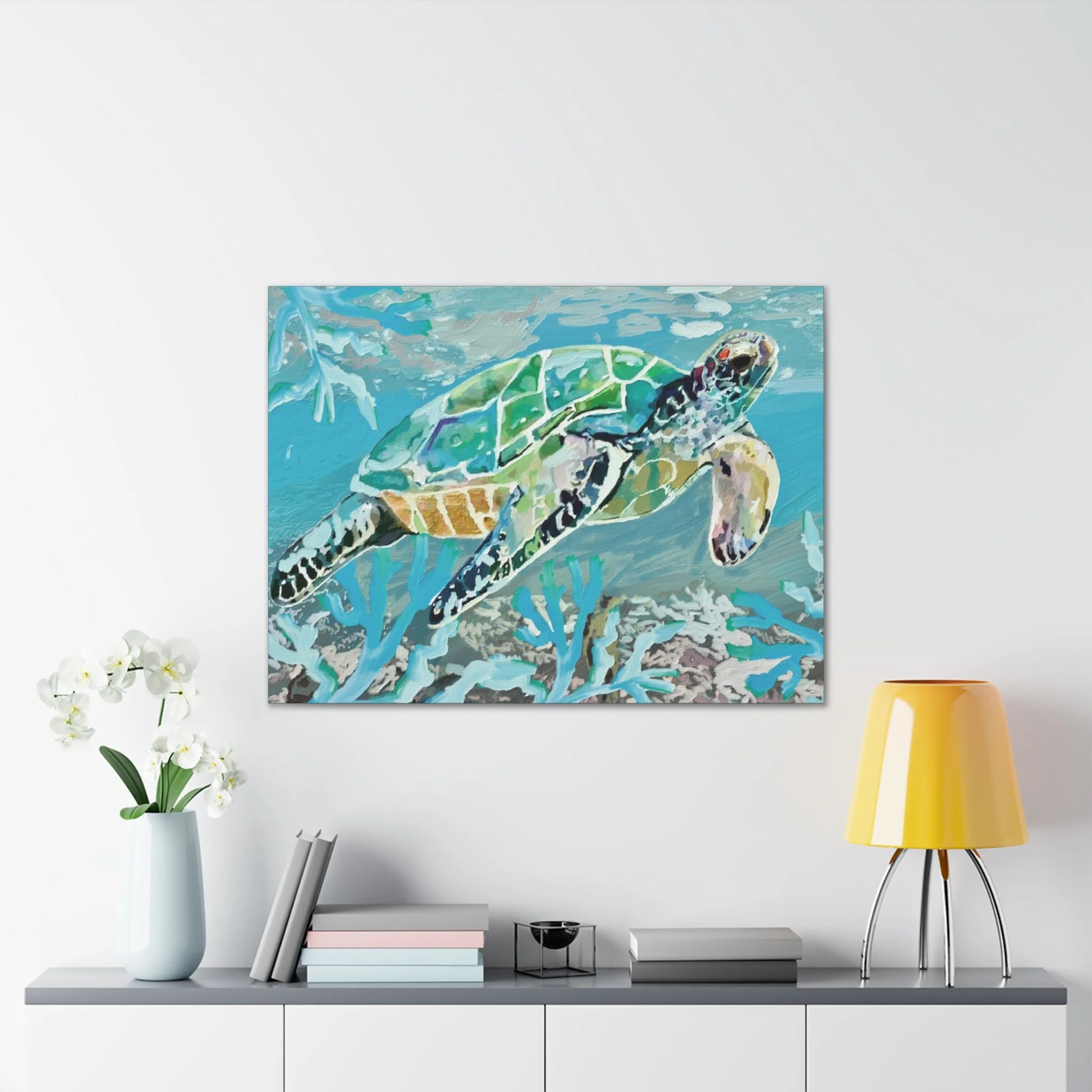Coastal Sea Turtle canvas wall art