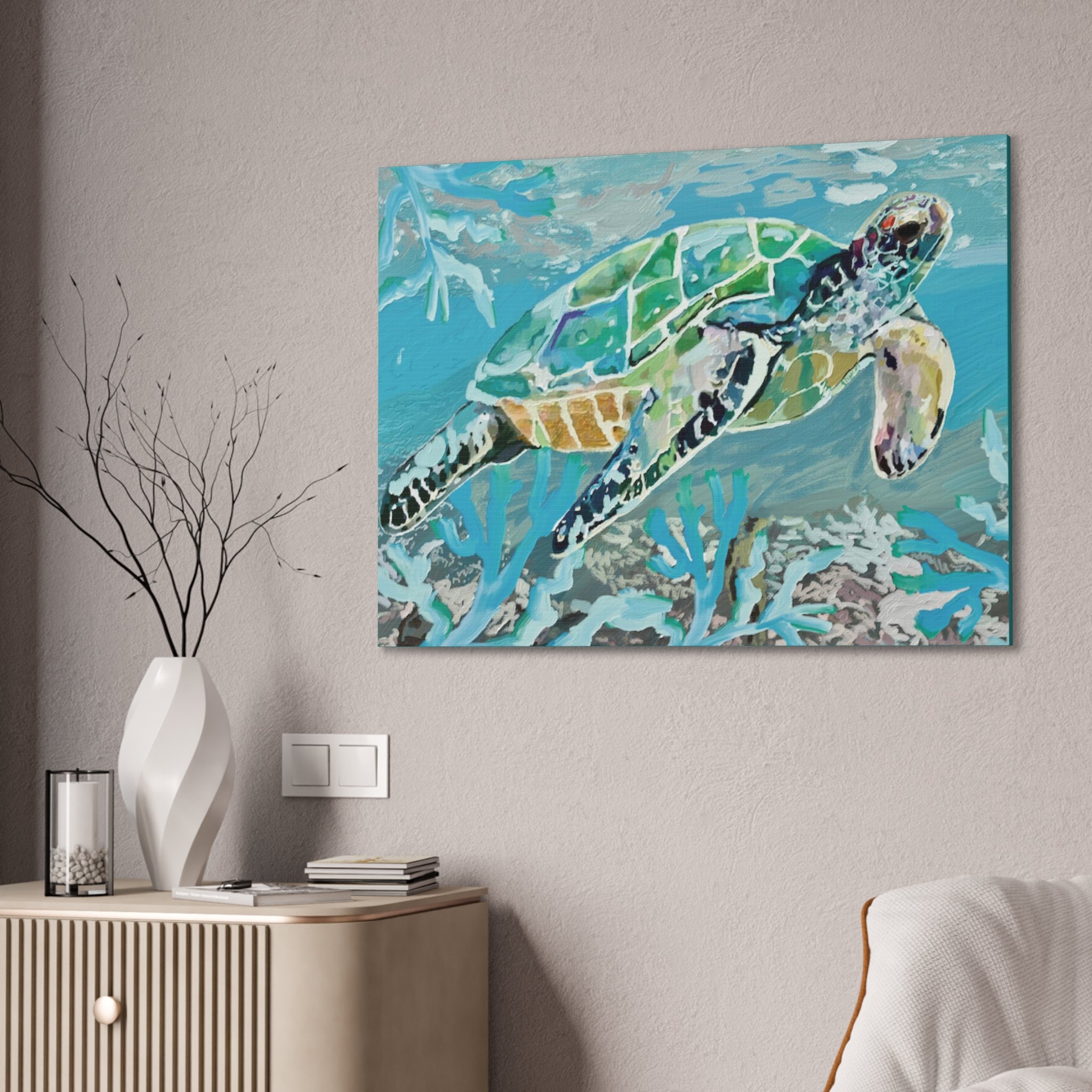 Coastal Sea Turtle canvas wall art
