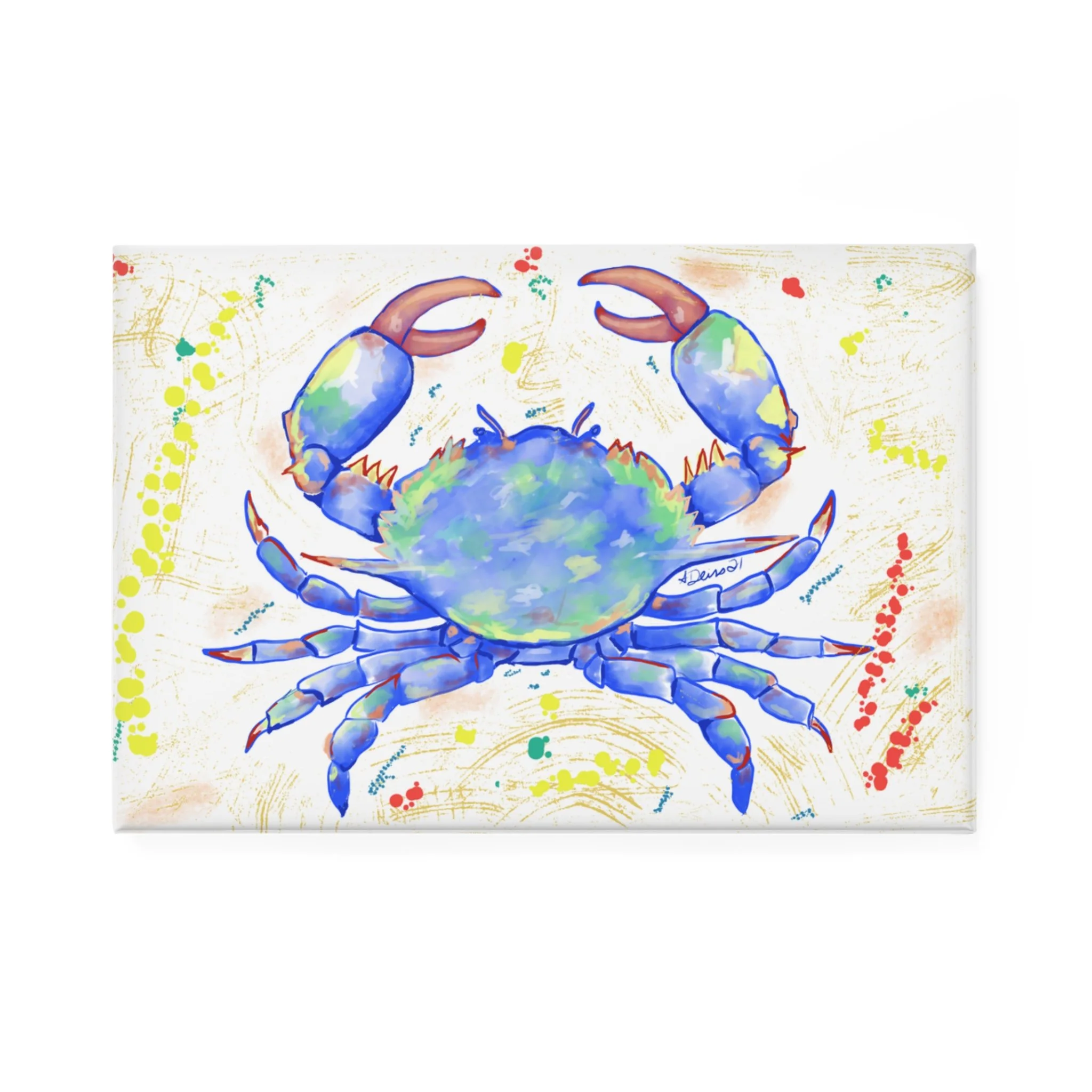 Blue Crab Magnet, Rectangle (1 & 10 pcs)
