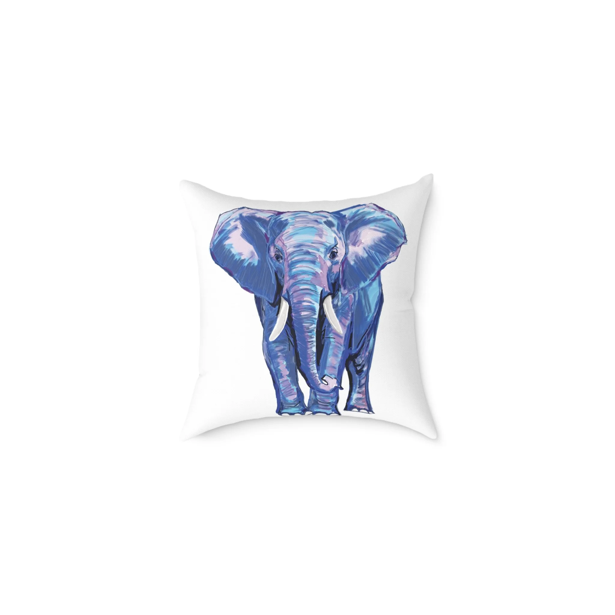 Blue Watercolor Elephant Square Pillows 16" square