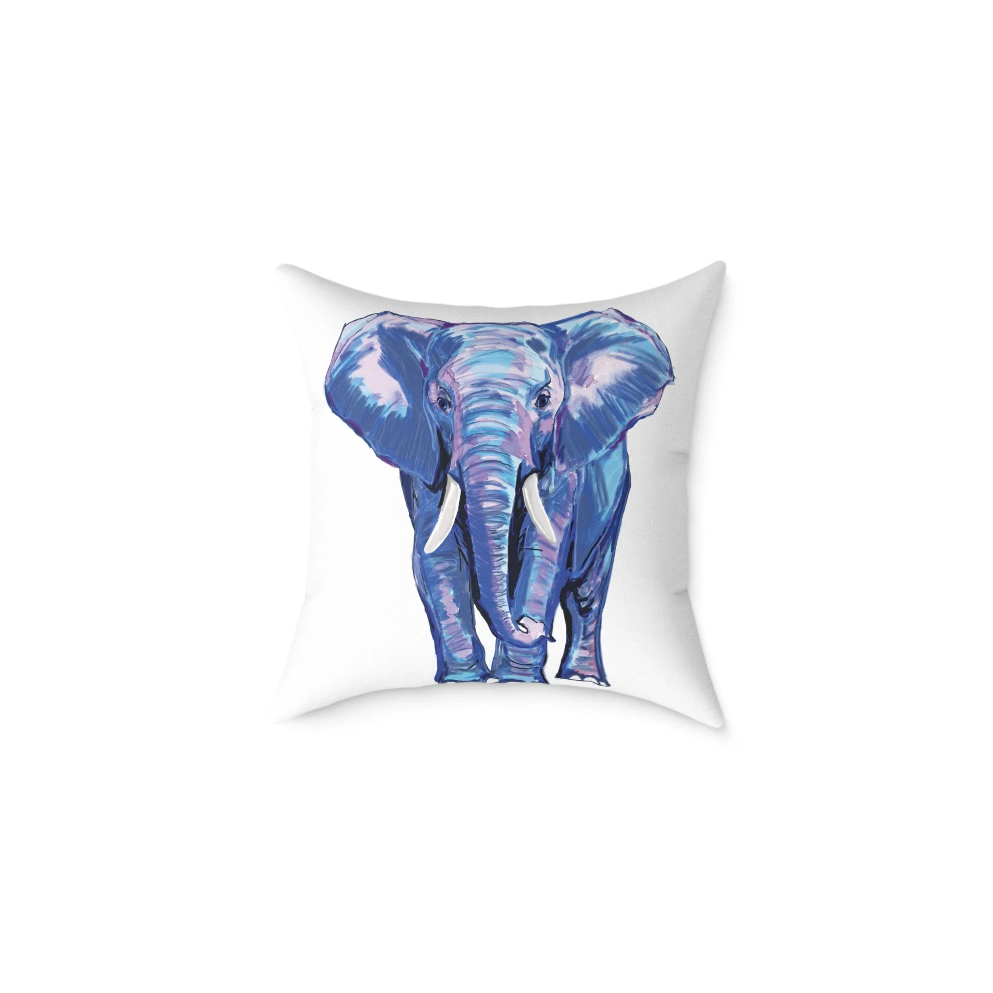 Blue Watercolor Elephant Square Pillows 20" square