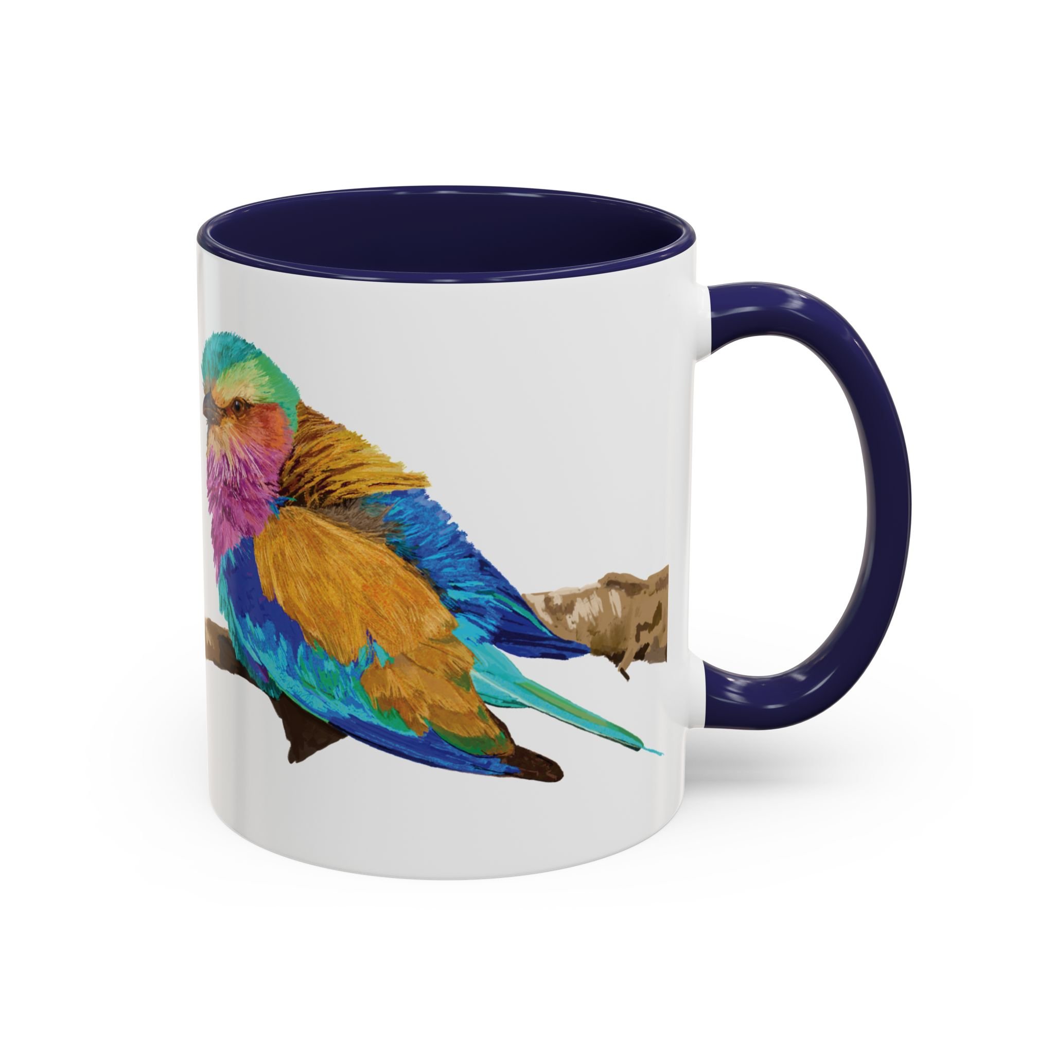 Lilac Breasted Roller Bird Two Tone Ceramic Mugs Navy 11oz