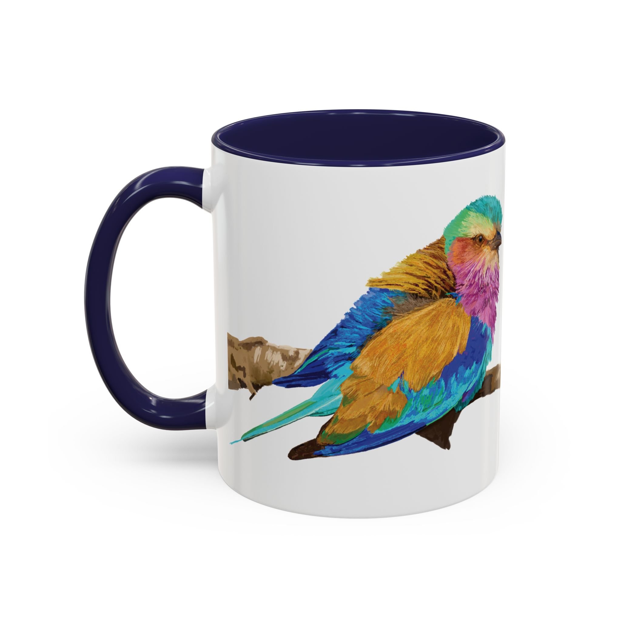 Lilac Breasted Roller Bird Two Tone Ceramic Mugs Navy 11oz