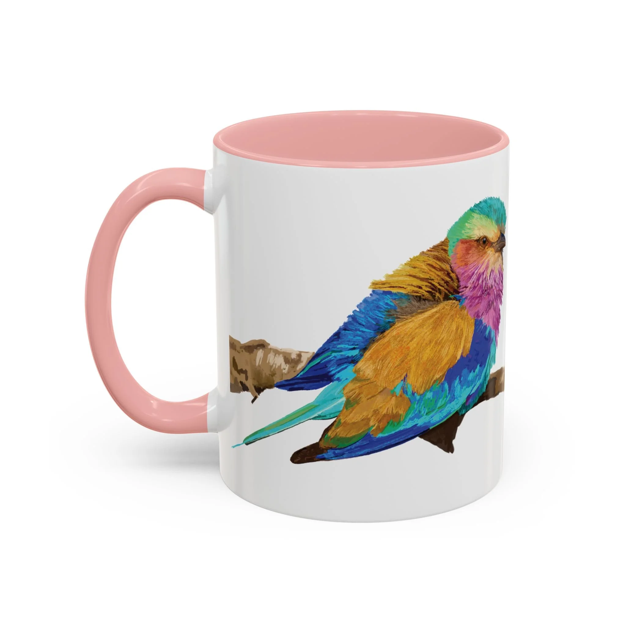 Lilac Breasted Roller Bird Two Tone Ceramic Mugs Pink 11oz