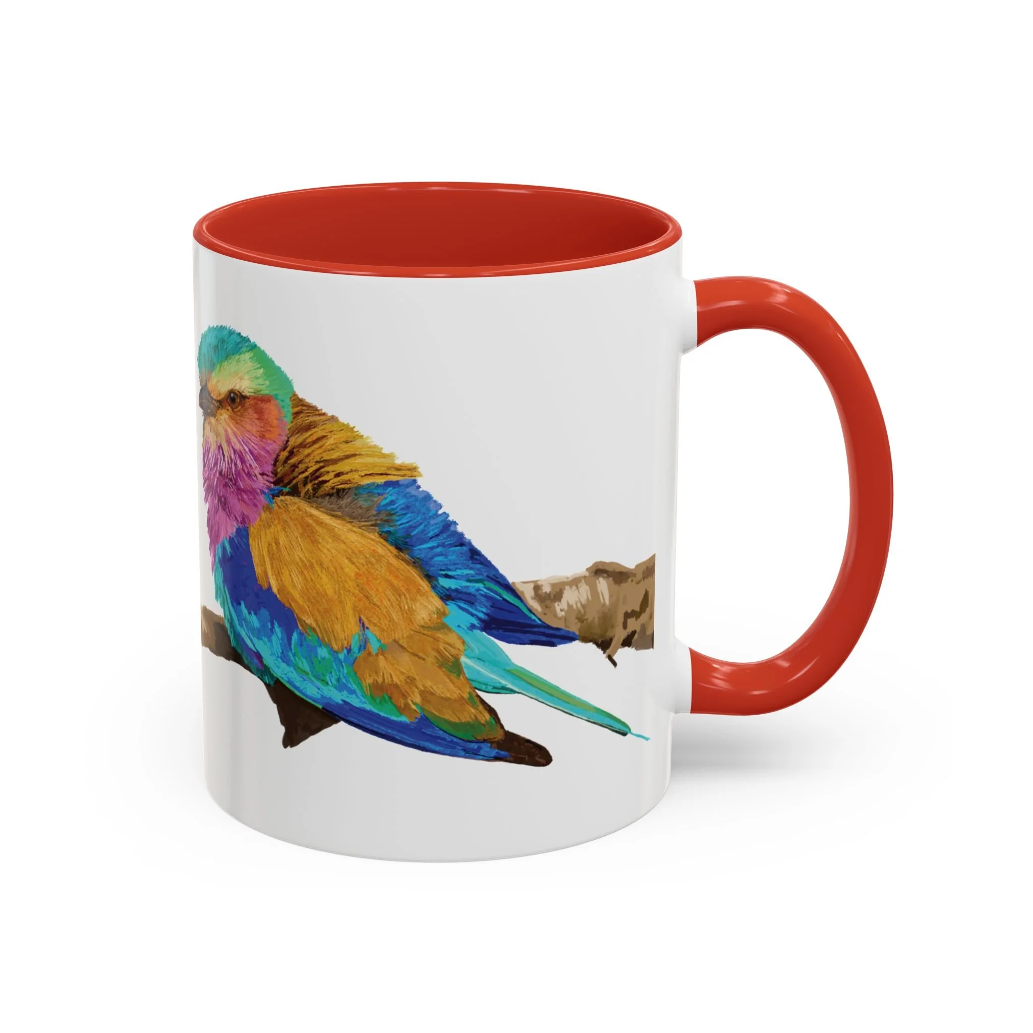 Lilac Breasted Roller Bird Two Tone Ceramic Mugs Red 11oz