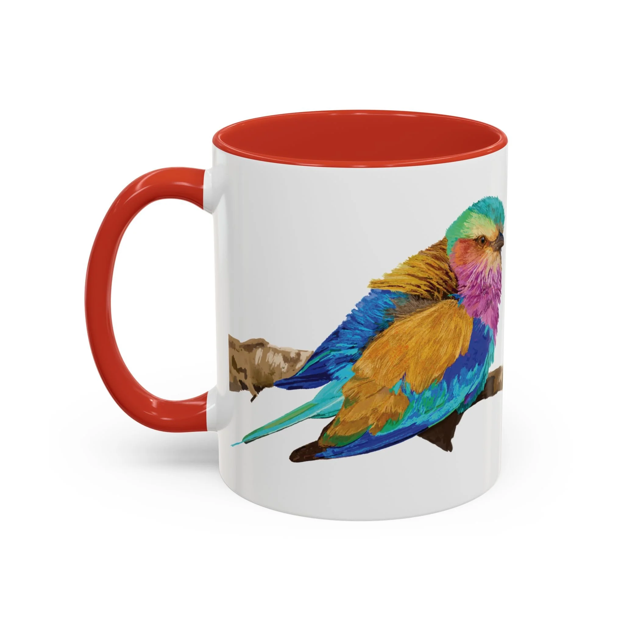 Lilac Breasted Roller Bird Two Tone Ceramic Mugs Red 11oz