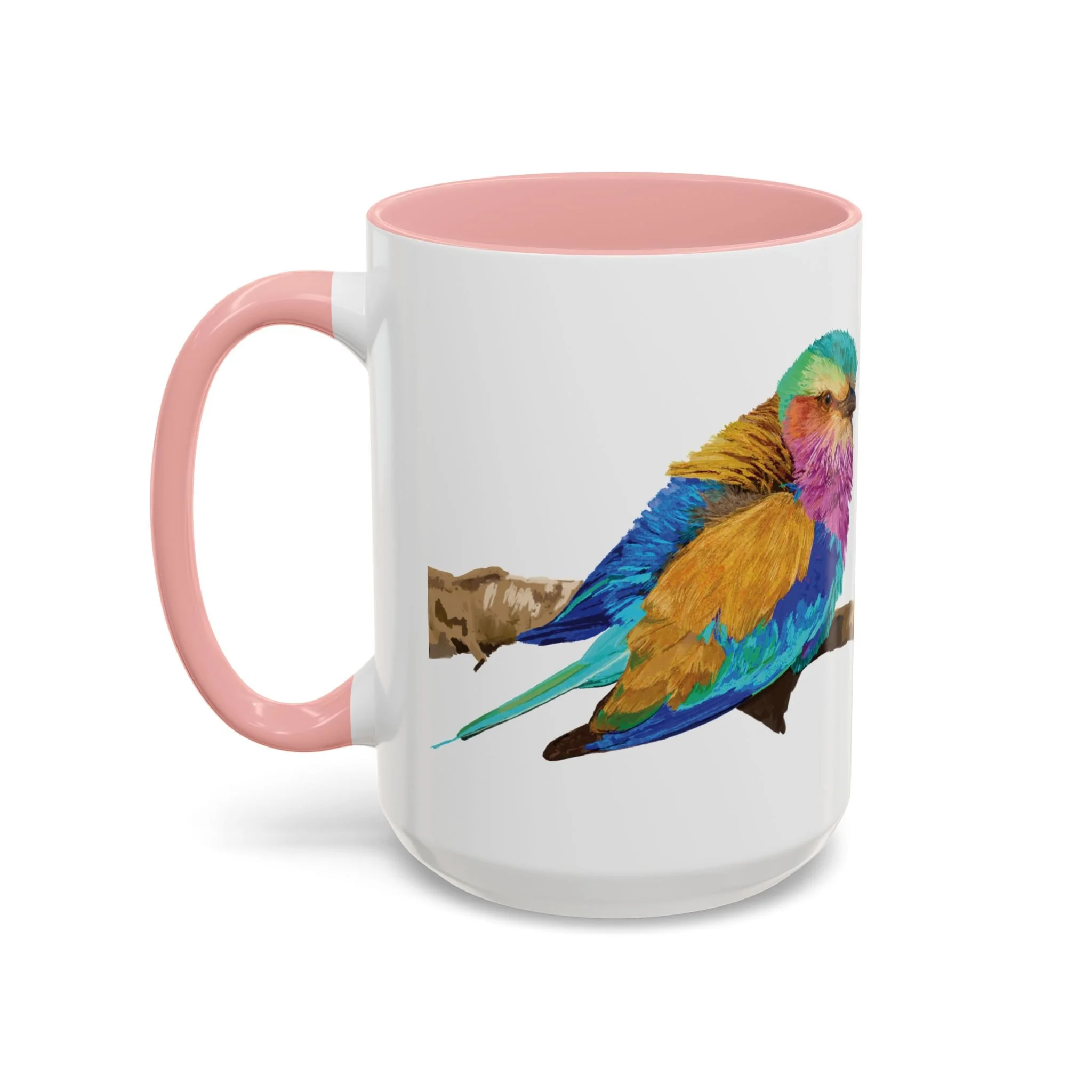 Lilac Breasted Roller Bird Two Tone Ceramic Mugs Pink 15oz