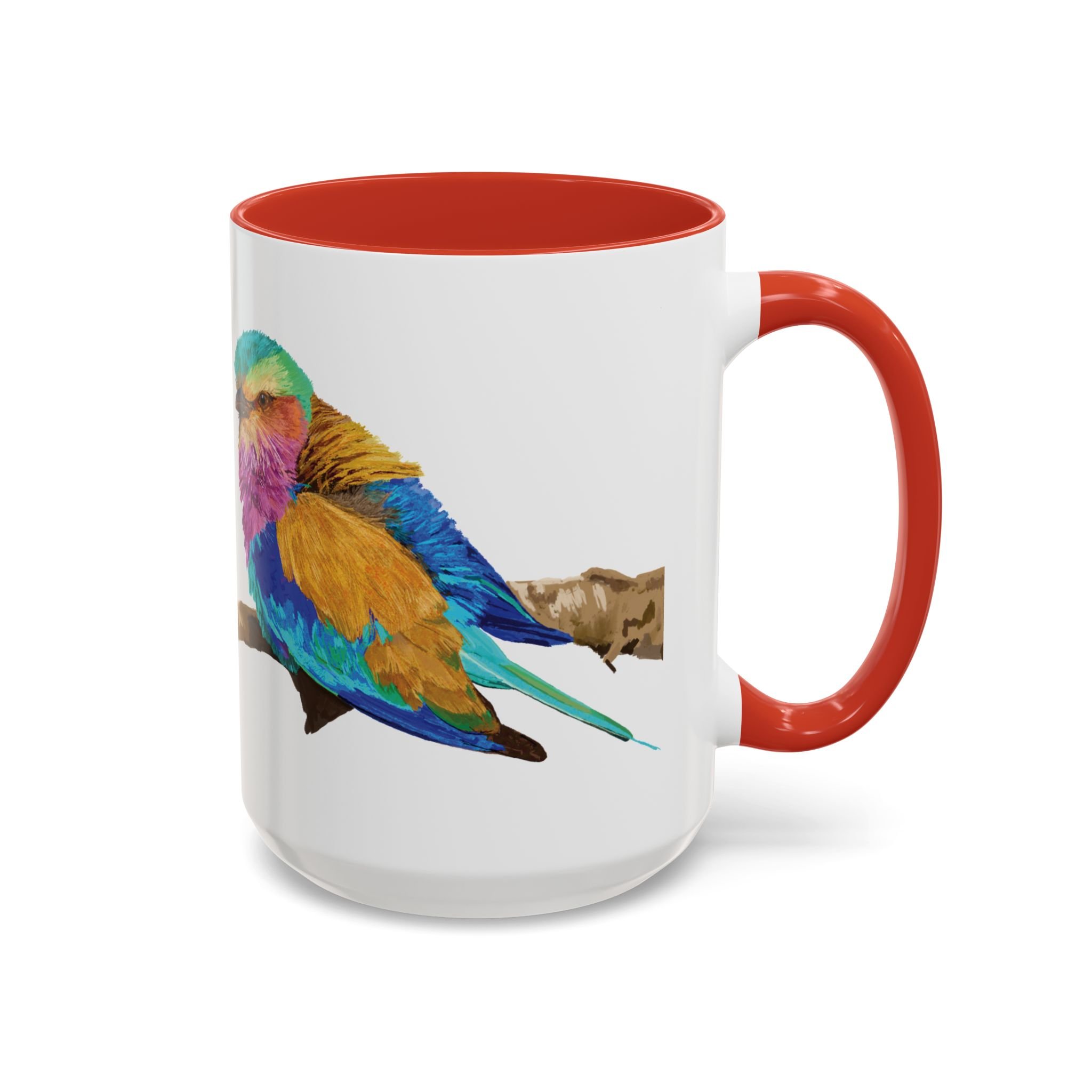 Lilac Breasted Roller Bird Two Tone Ceramic Mugs Red 15oz