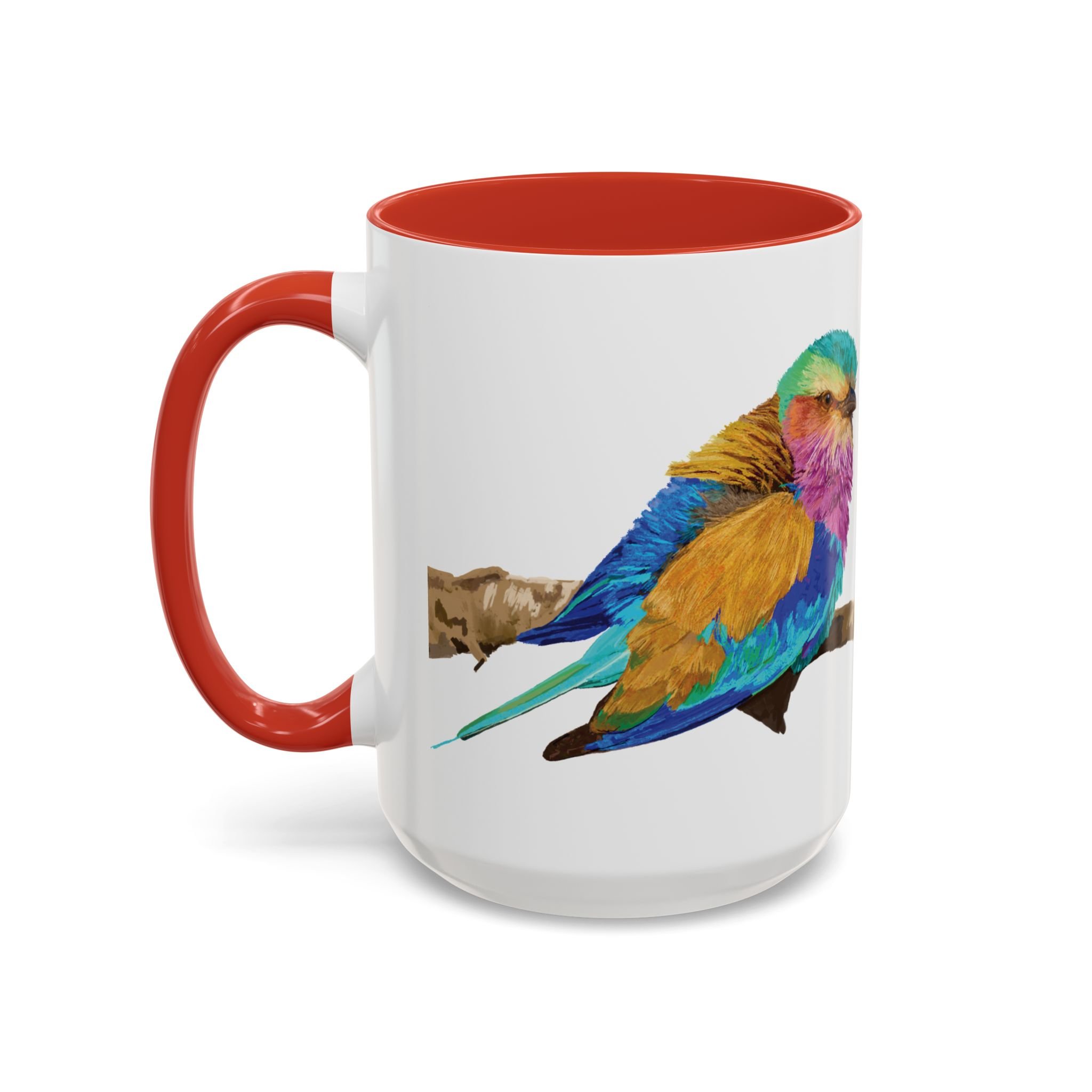 Lilac Breasted Roller Bird Two Tone Ceramic Mugs Red 15oz