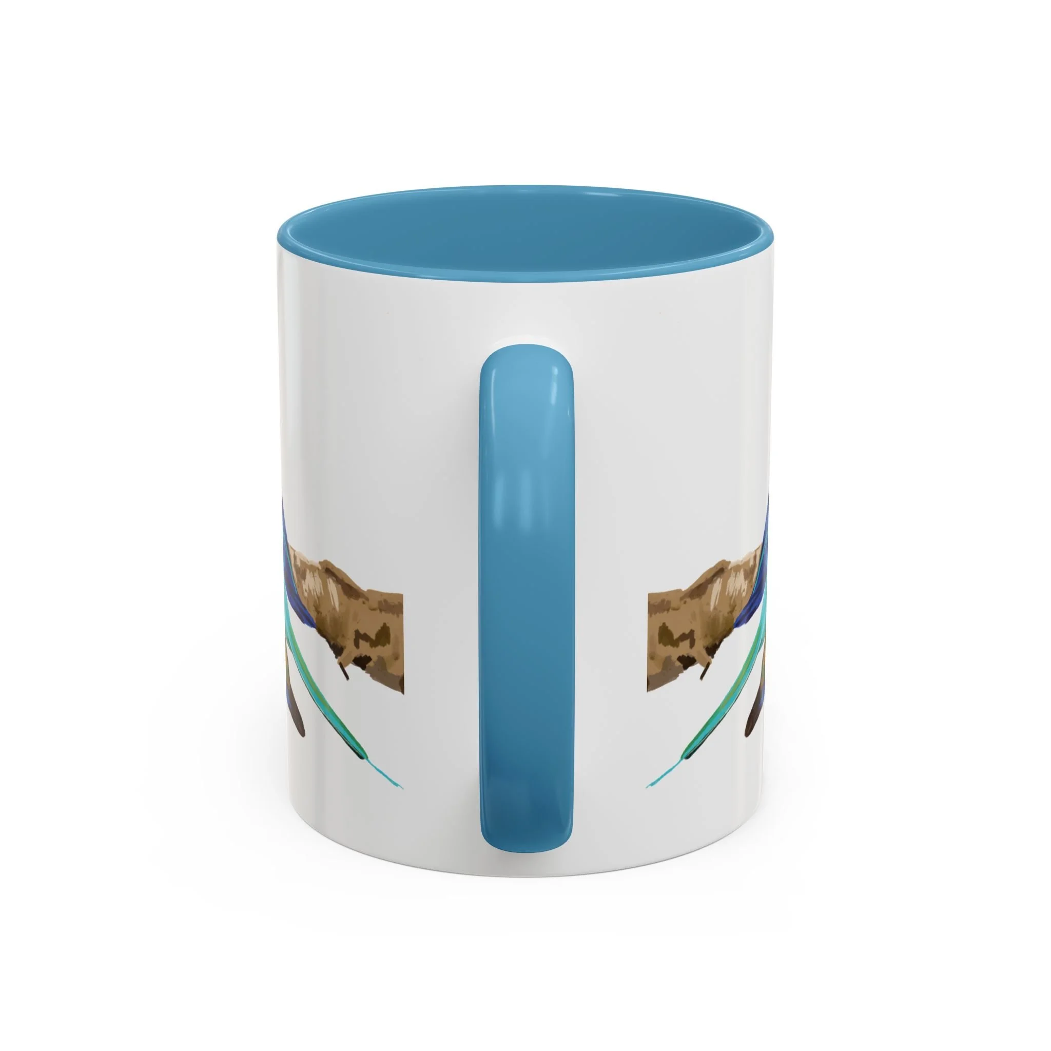 Lilac Breasted Roller Bird Two Tone Ceramic Mugs Light Blue 11oz