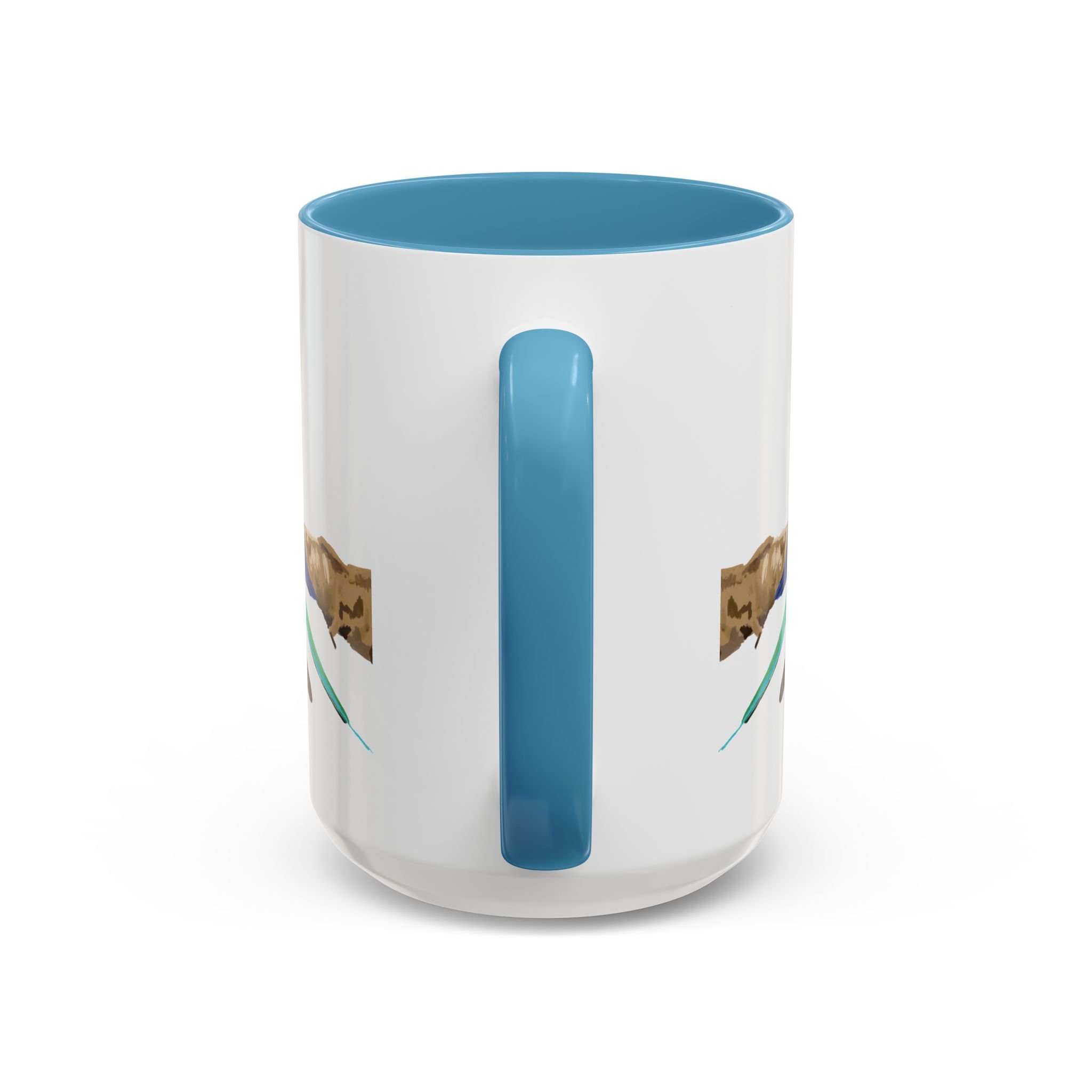 Lilac Breasted Roller Bird Two Tone Ceramic Mugs Light Blue 15oz