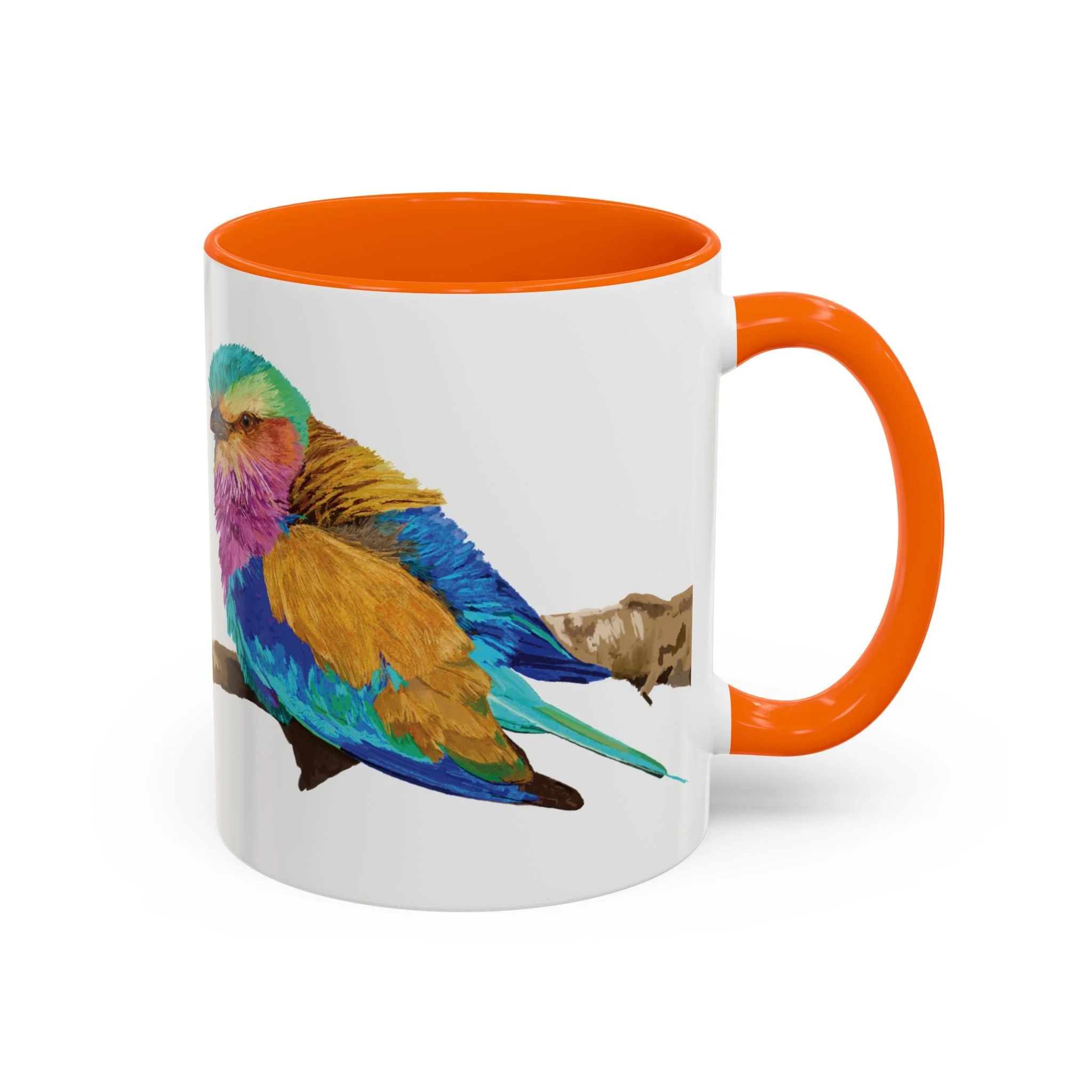 Lilac Breasted Roller Bird Two Tone Ceramic Mugs Light Orange 11oz