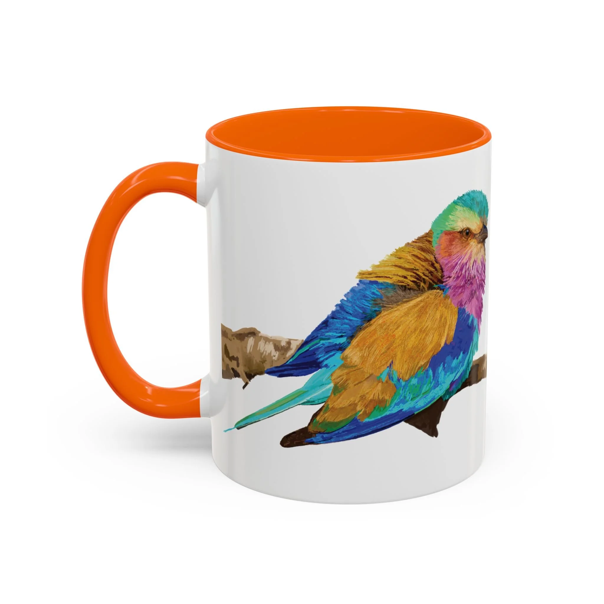 Lilac Breasted Roller Bird Two Tone Ceramic Mugs Light Orange 11oz