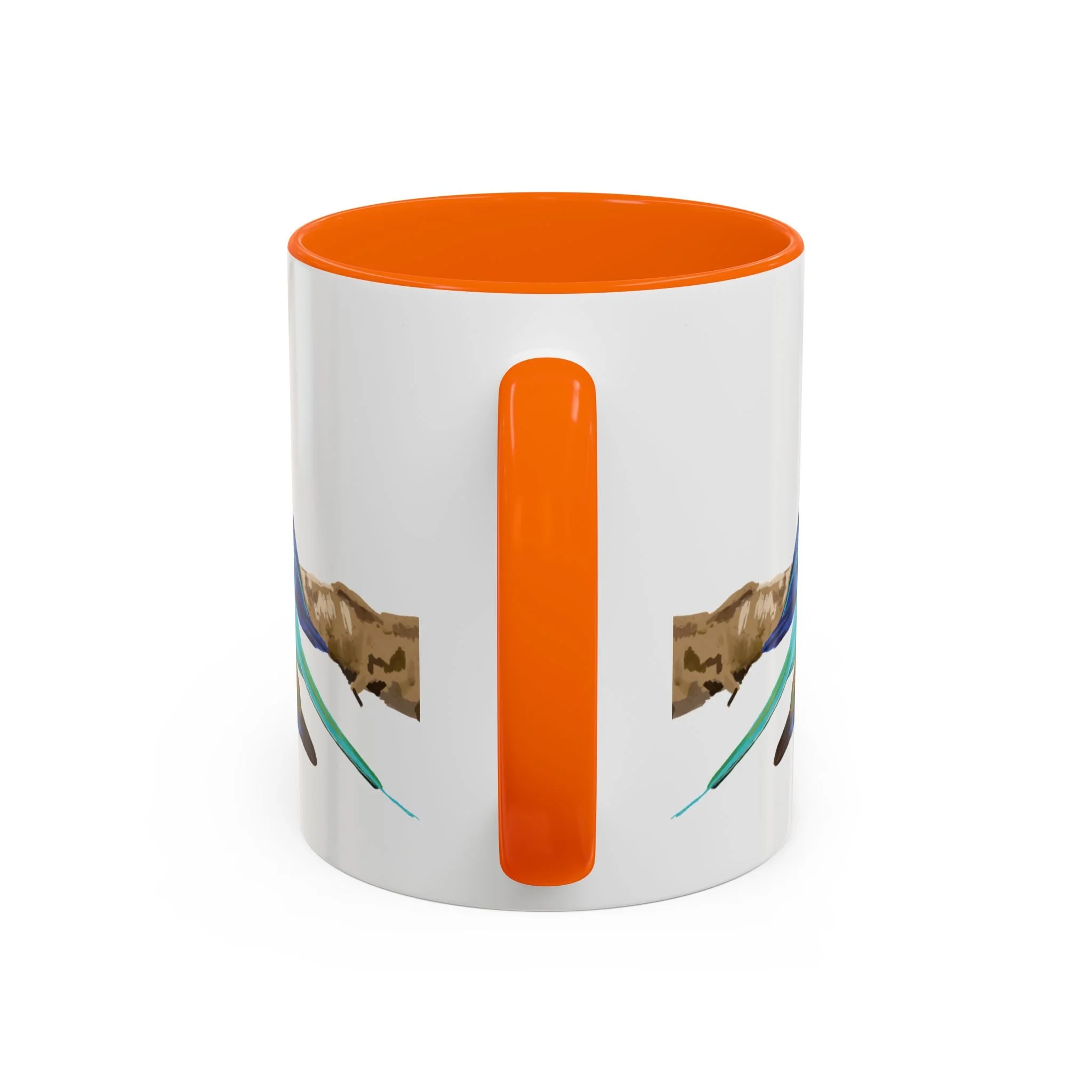 Lilac Breasted Roller Bird Two Tone Ceramic Mugs Light Orange 11oz