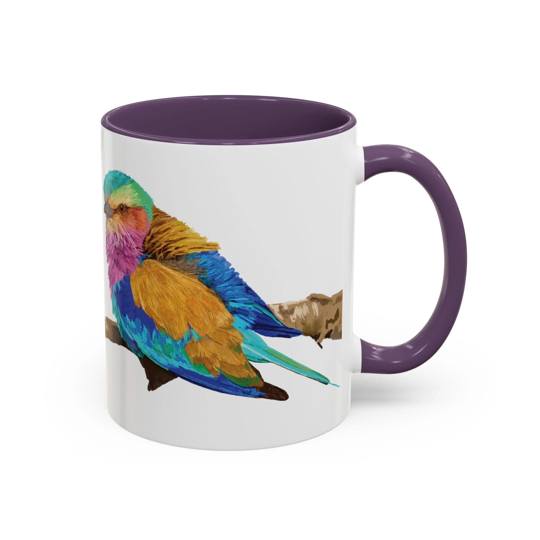 Lilac Breasted Roller Bird Two Tone Ceramic Mugs Purple 11oz