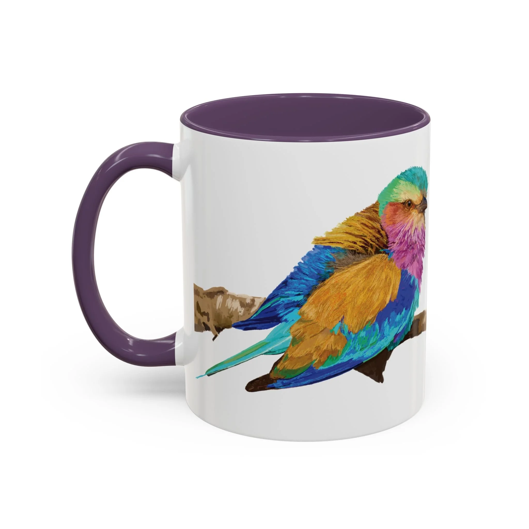 Lilac Breasted Roller Bird Two Tone Ceramic Mugs Purple 11oz