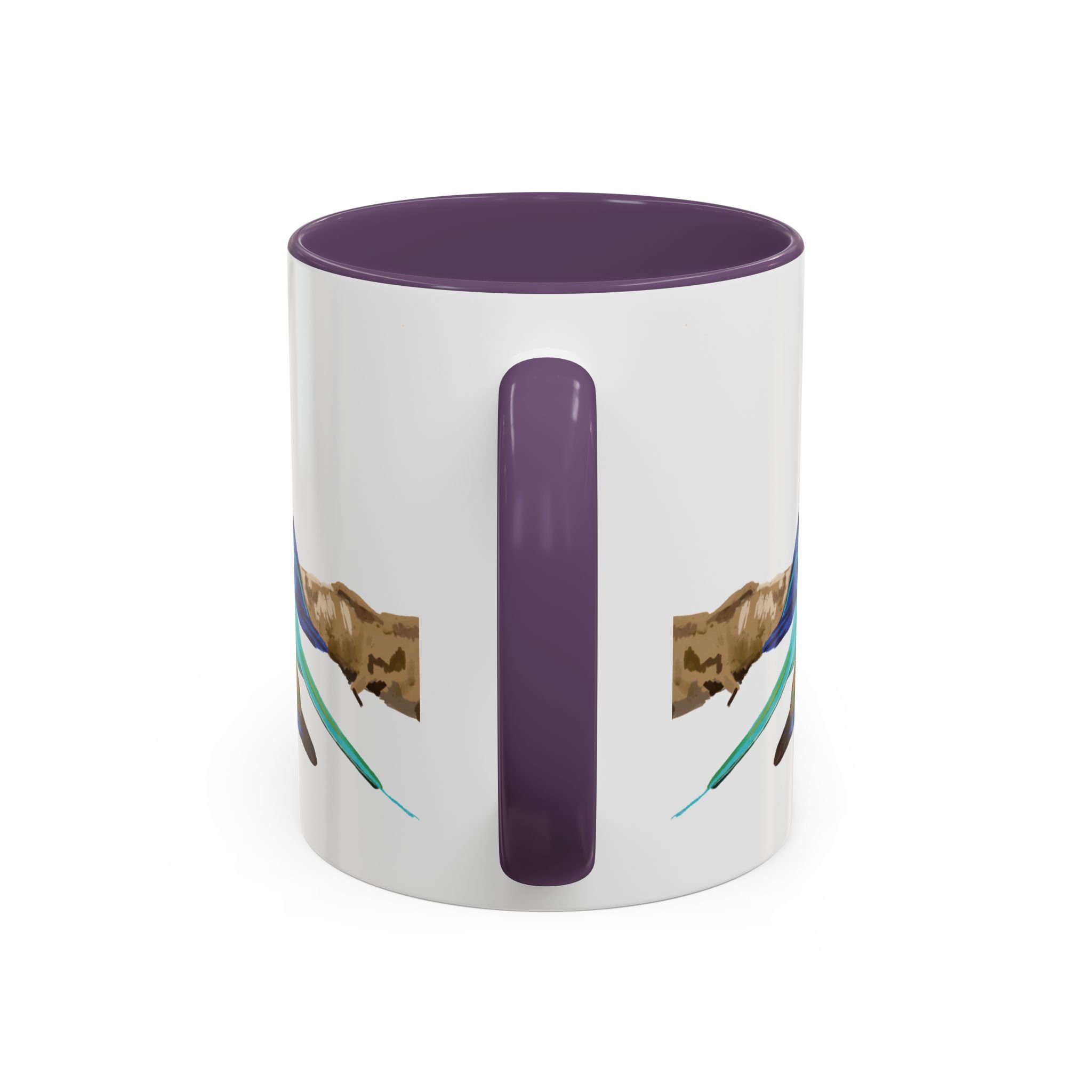 Lilac Breasted Roller Bird Two Tone Ceramic Mugs Light Purple 11oz