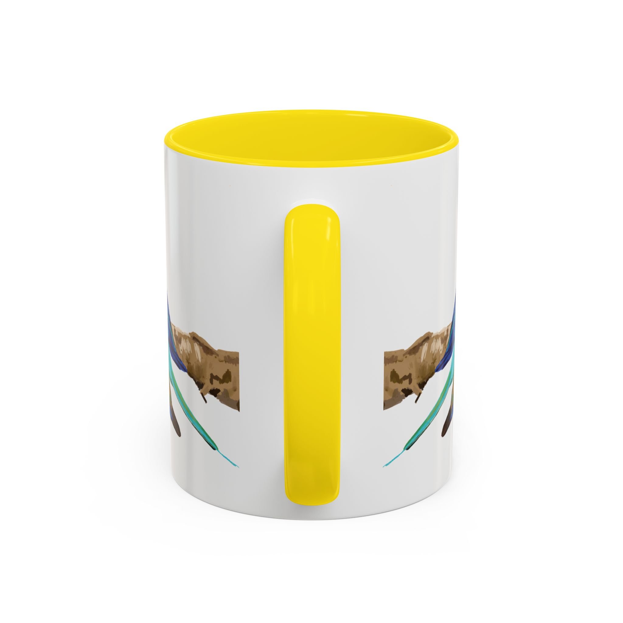 Lilac Breasted Roller Bird Two Tone Ceramic Mugs Yellow 11oz