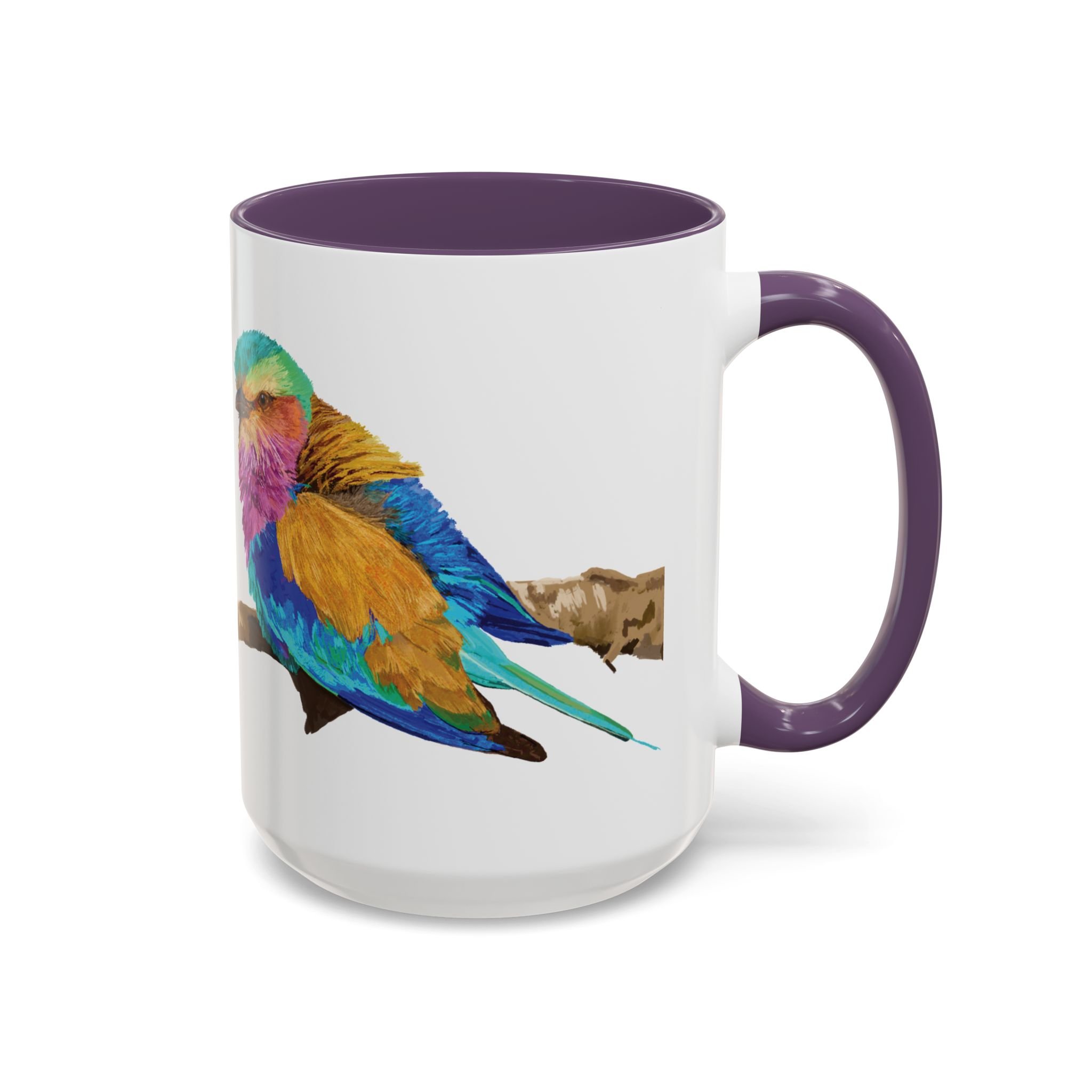 Lilac Breasted Roller Bird Two Tone Ceramic Mugs Purple 15oz