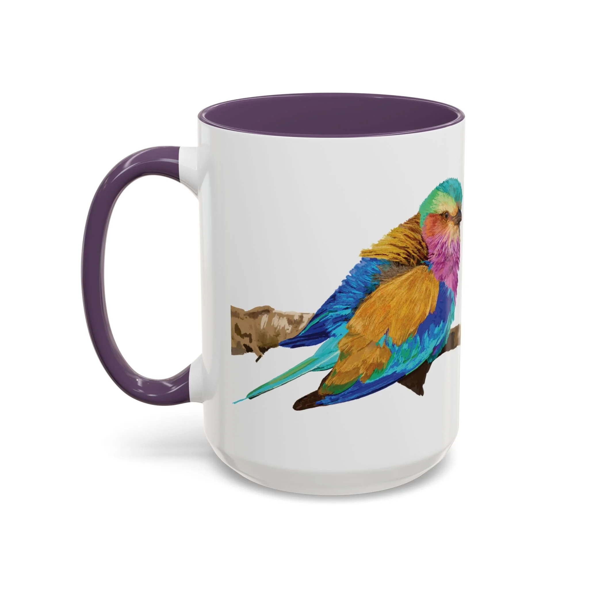 Lilac Breasted Roller Bird Two Tone Ceramic Mugs Purple 15oz