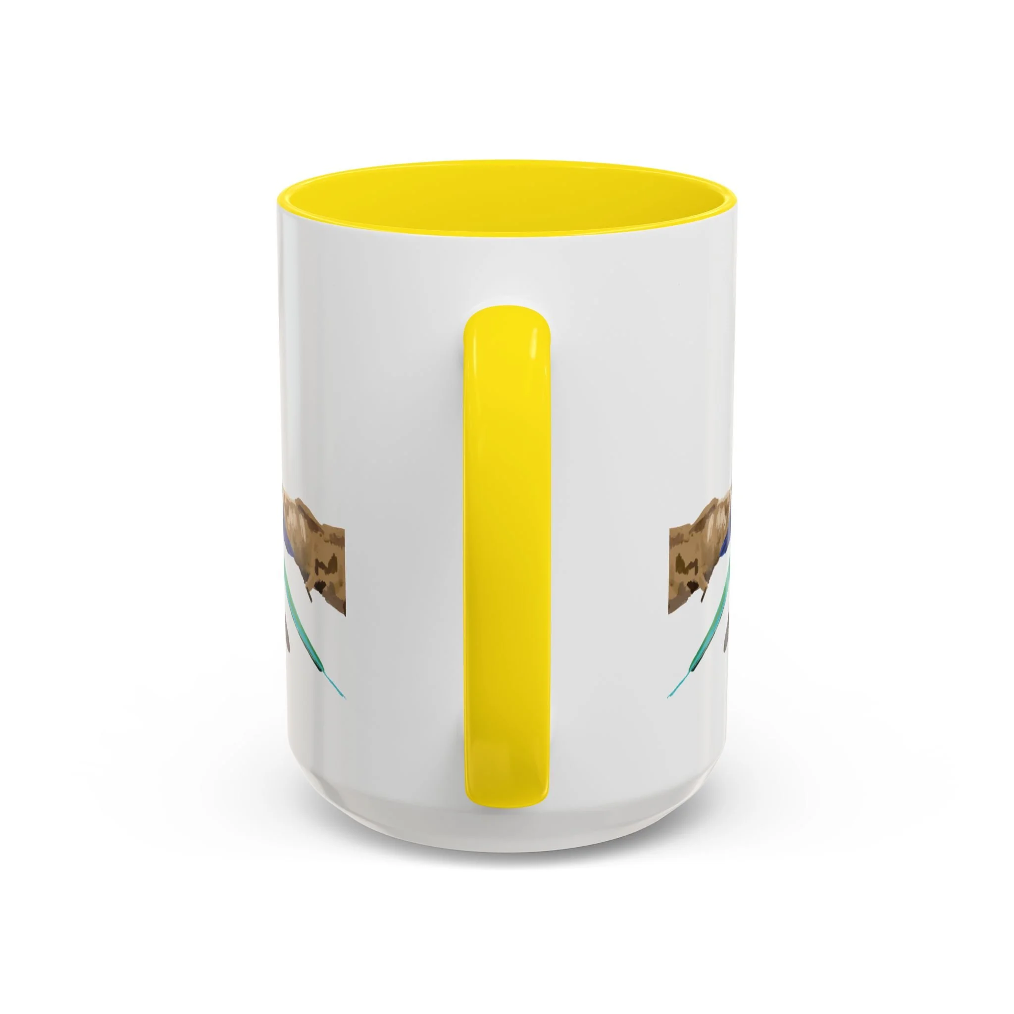 Lilac Breasted Roller Bird Two Tone Ceramic Mugs Yellow 15oz