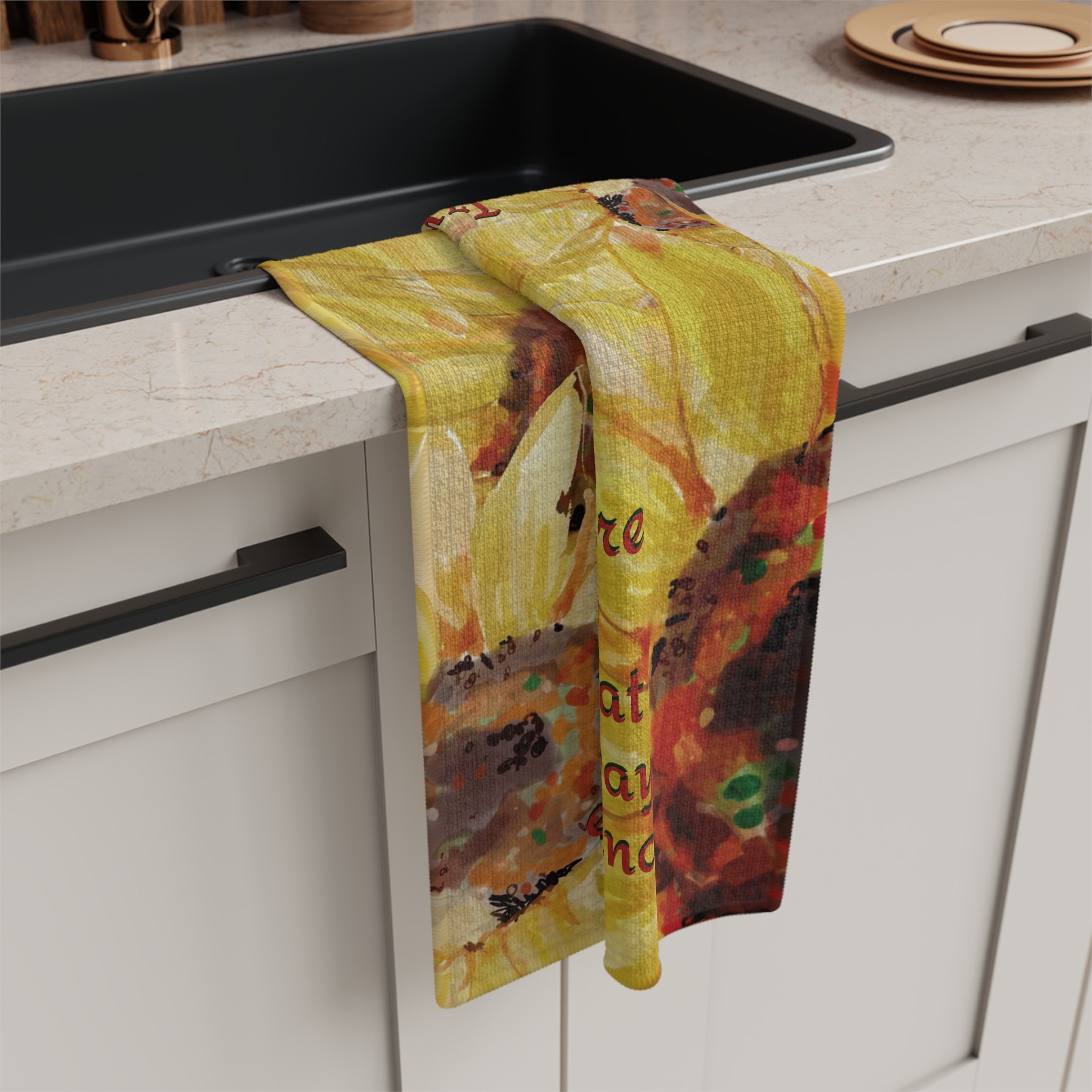 Sunflower friendship microfiber waffle kitchen towel