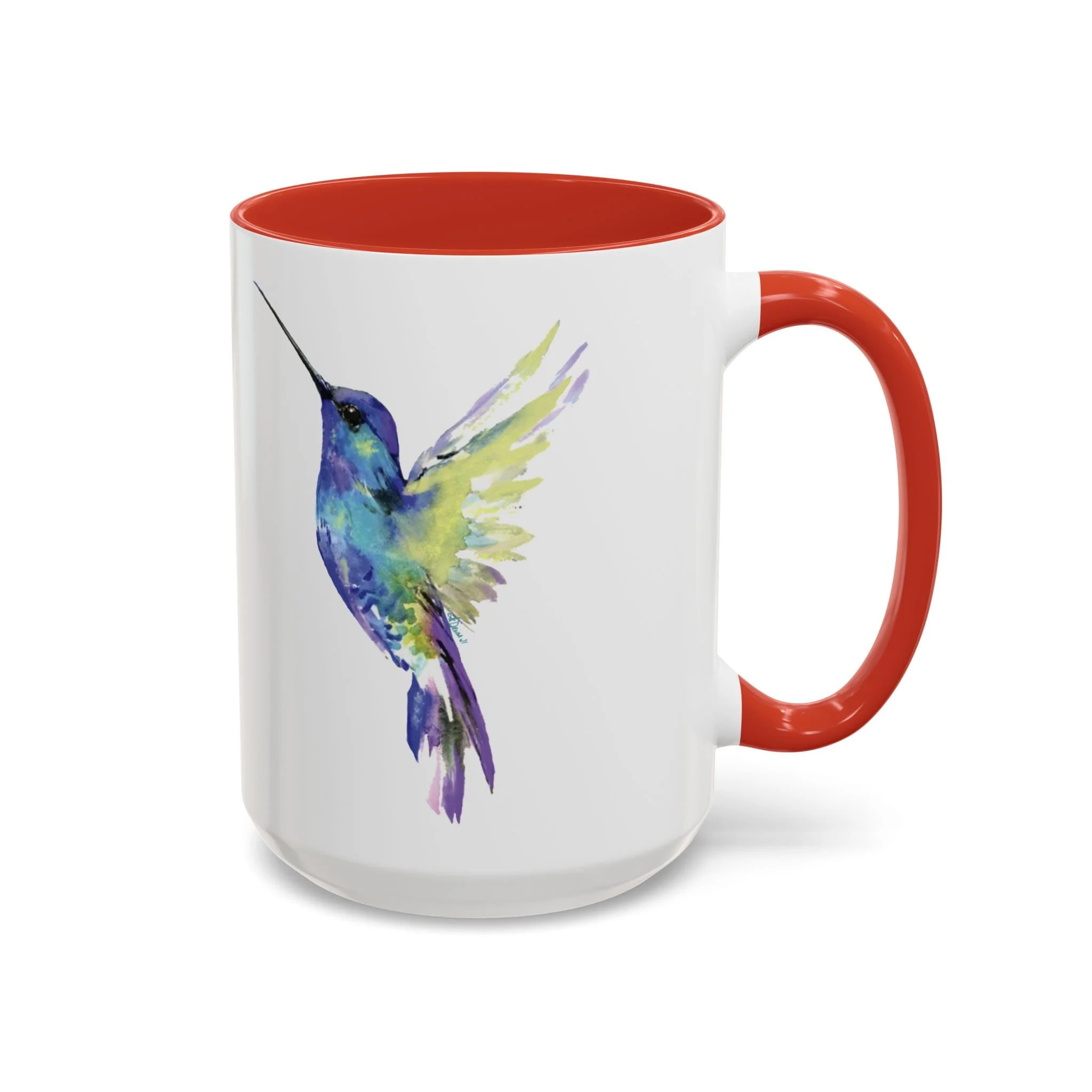 Hummingbird Two Tone Ceramic Mugs Red  15oz