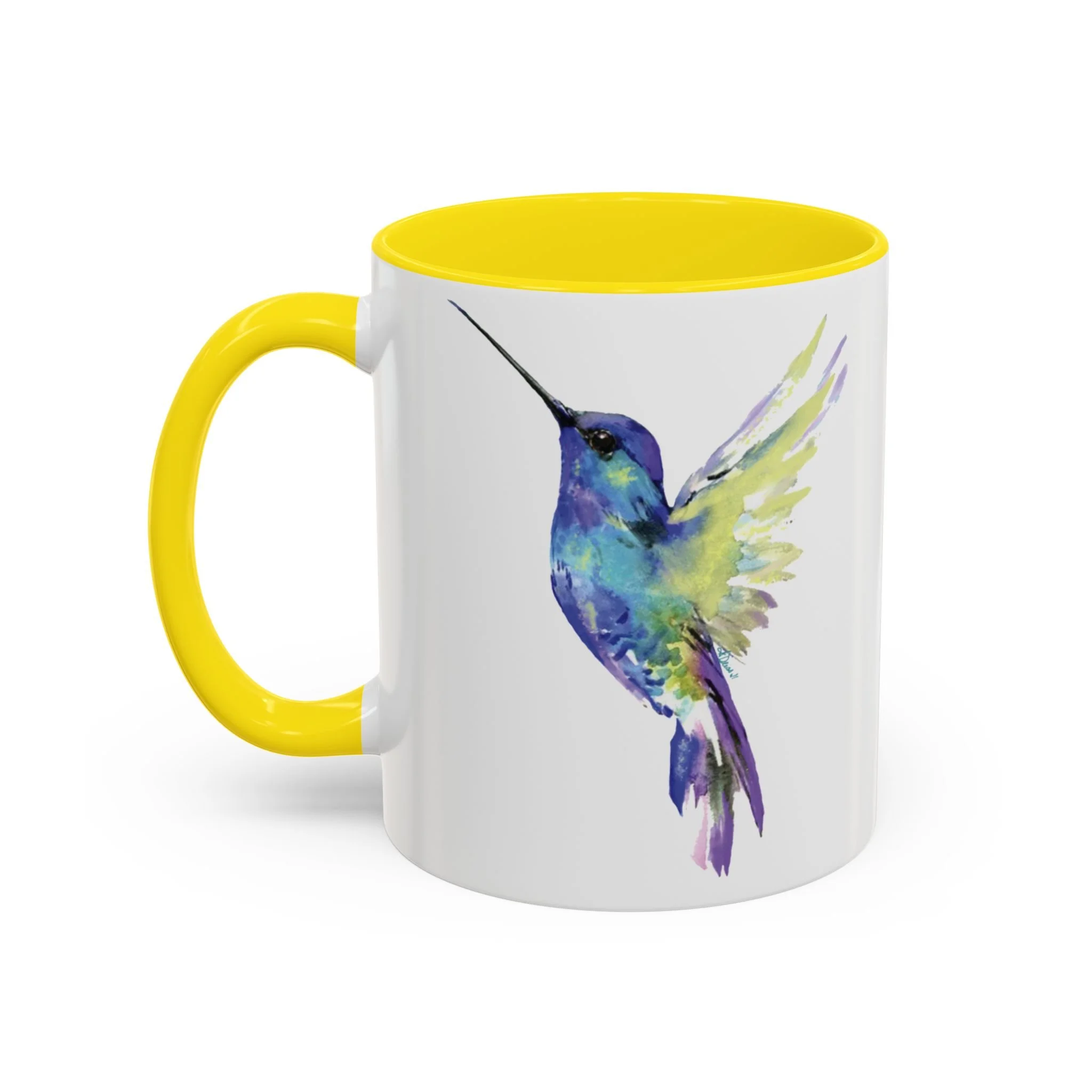 Hummingbird Two Tone Ceramic Mugs Yellow 11oz