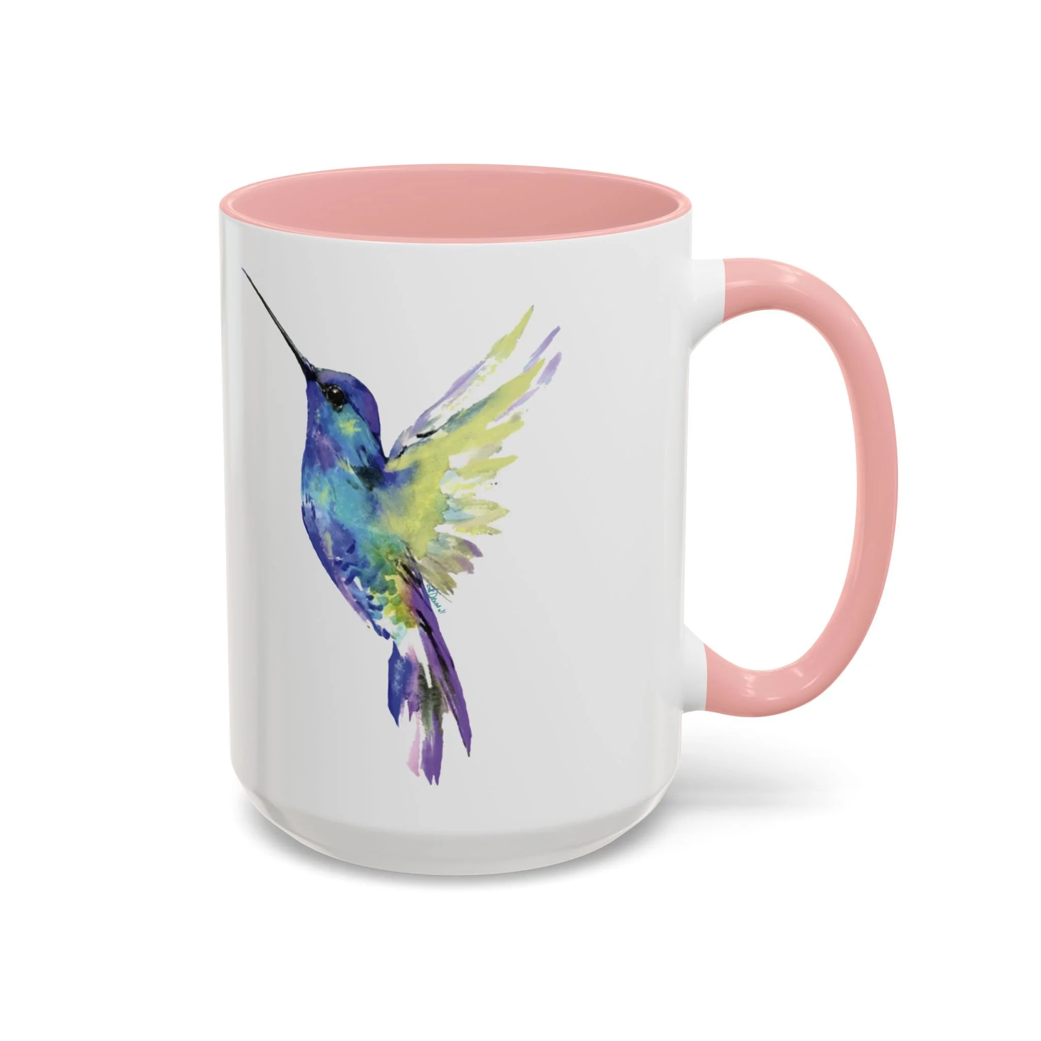 Hummingbird Two Tone Ceramic Mugs Pink 15oz