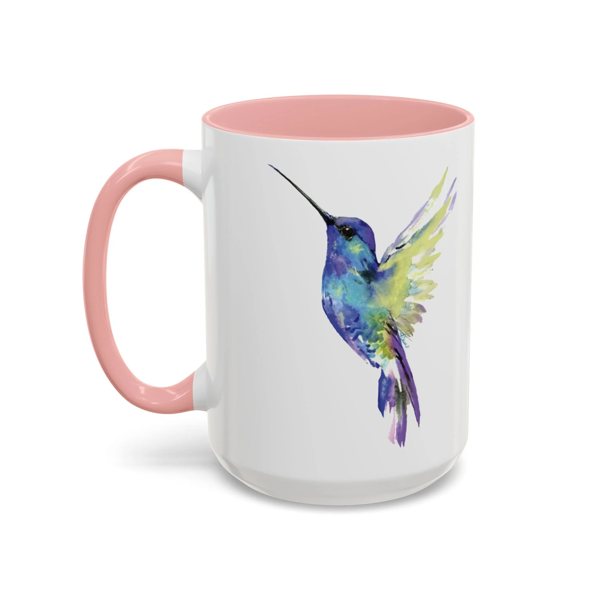 Hummingbird Two Tone Ceramic Mugs Pink 15oz