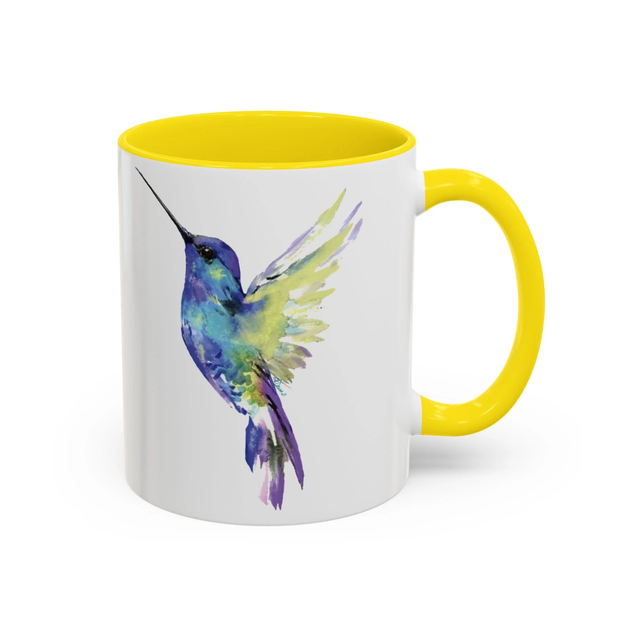 Hummingbird Two Tone Ceramic Mug 11oz Yellow