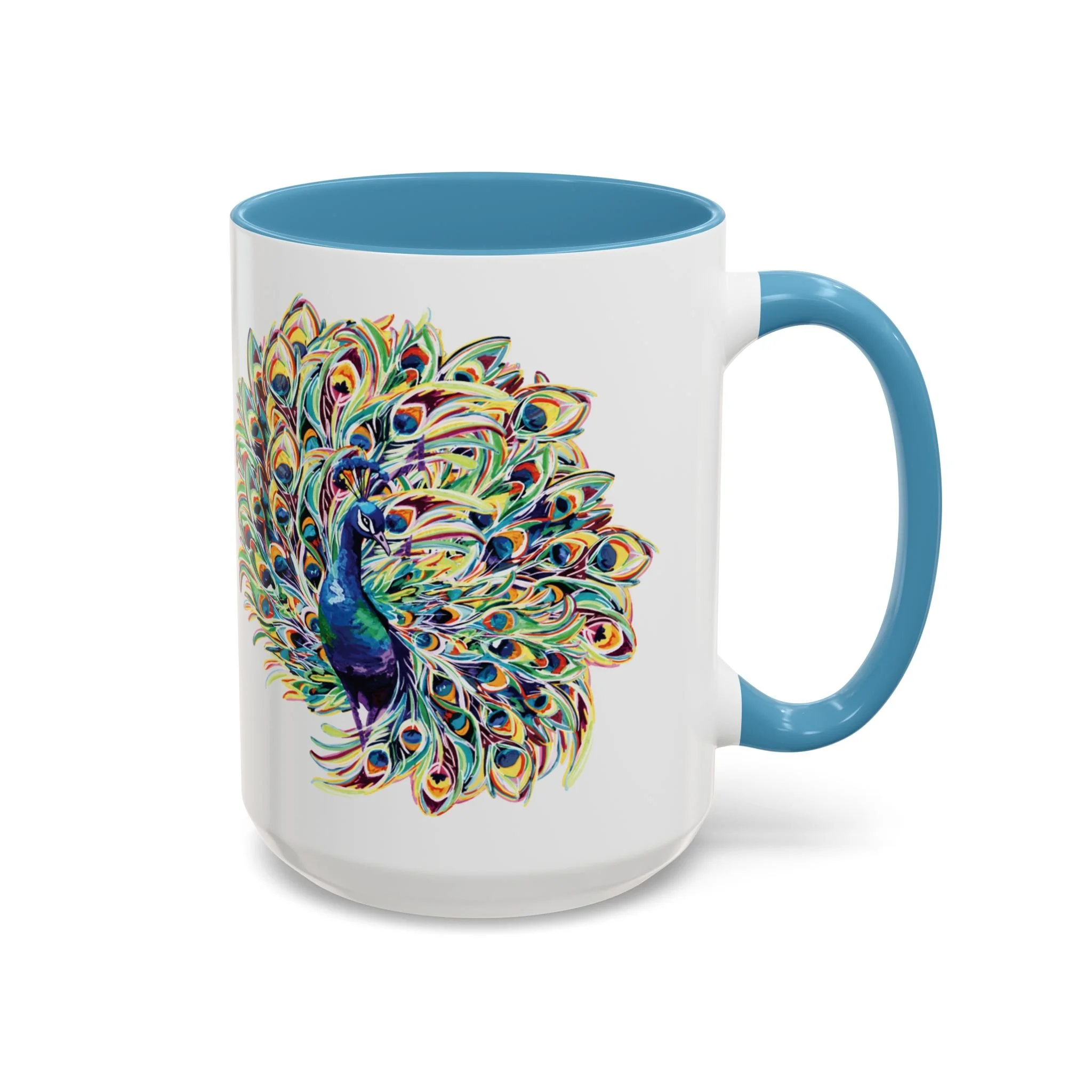 Peacock Burst Two Tone Ceramic Coffee Mugs