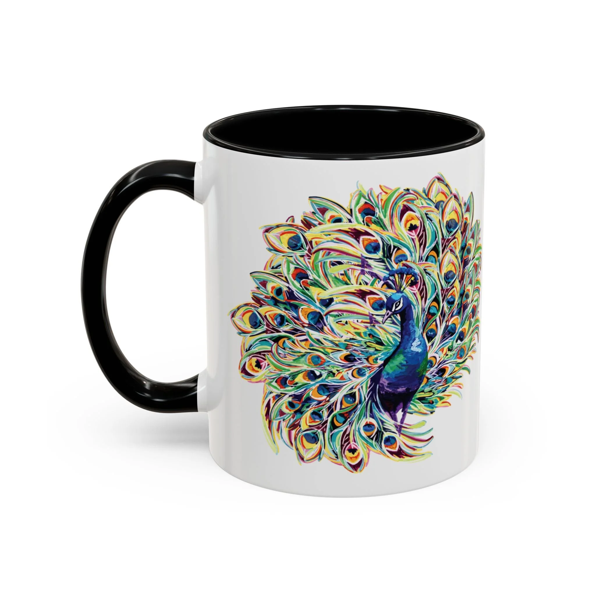 Peacock Burst Two Tone Ceramic Coffee Mugs 11oz