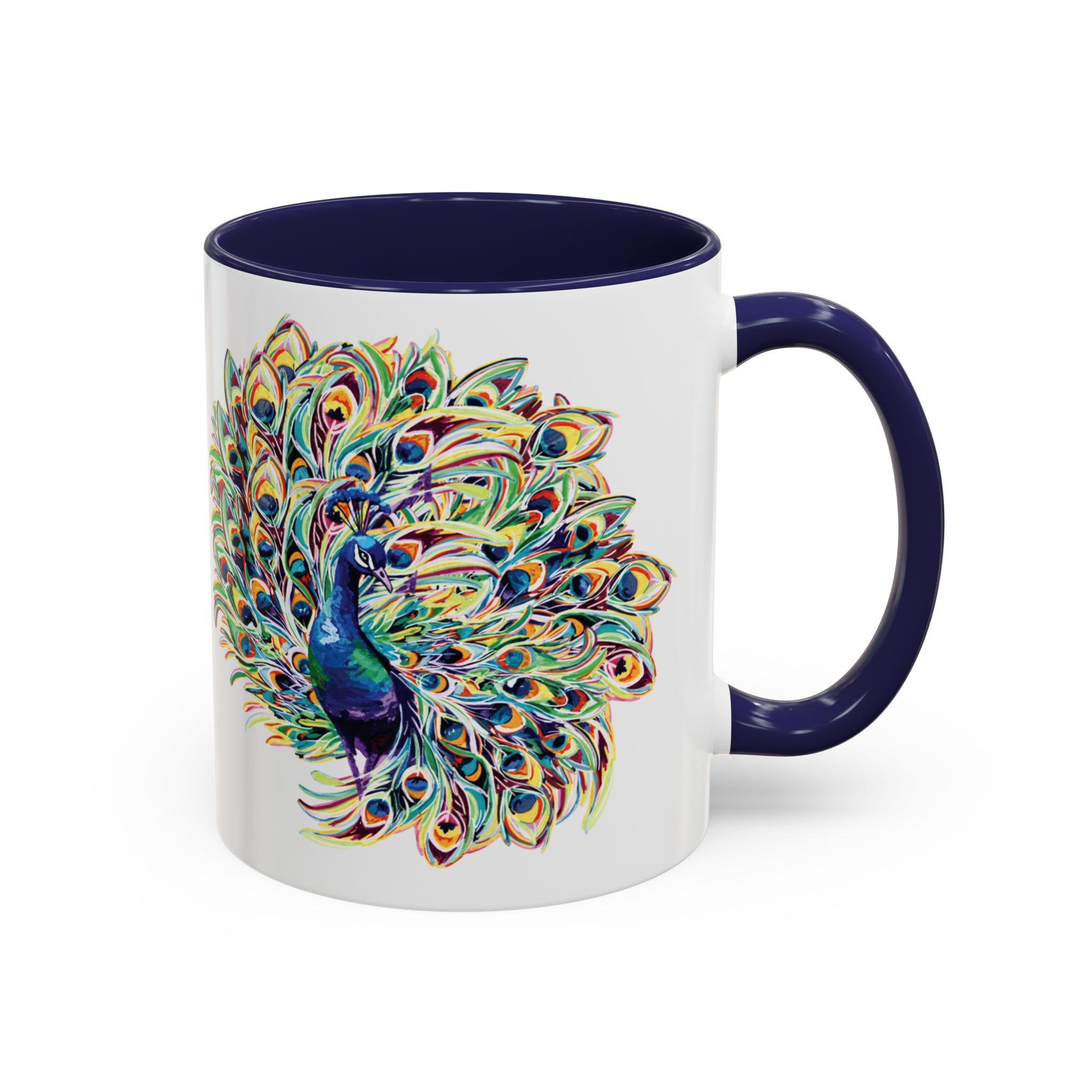 Peacock Burst Two Tone Ceramic Coffee Mugs 11oz