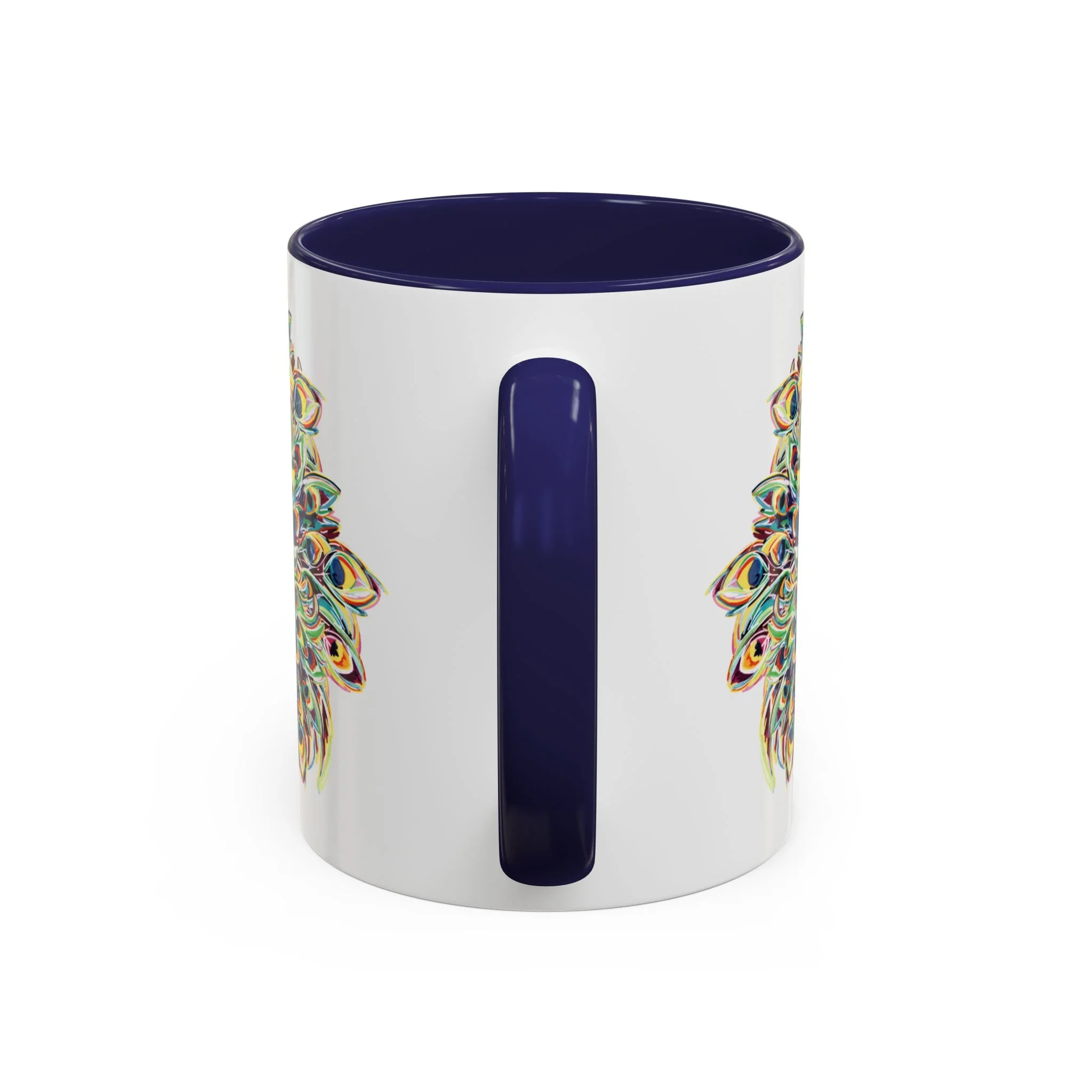 Peacock Burst Two Tone Ceramic Coffee Mugs 11oz