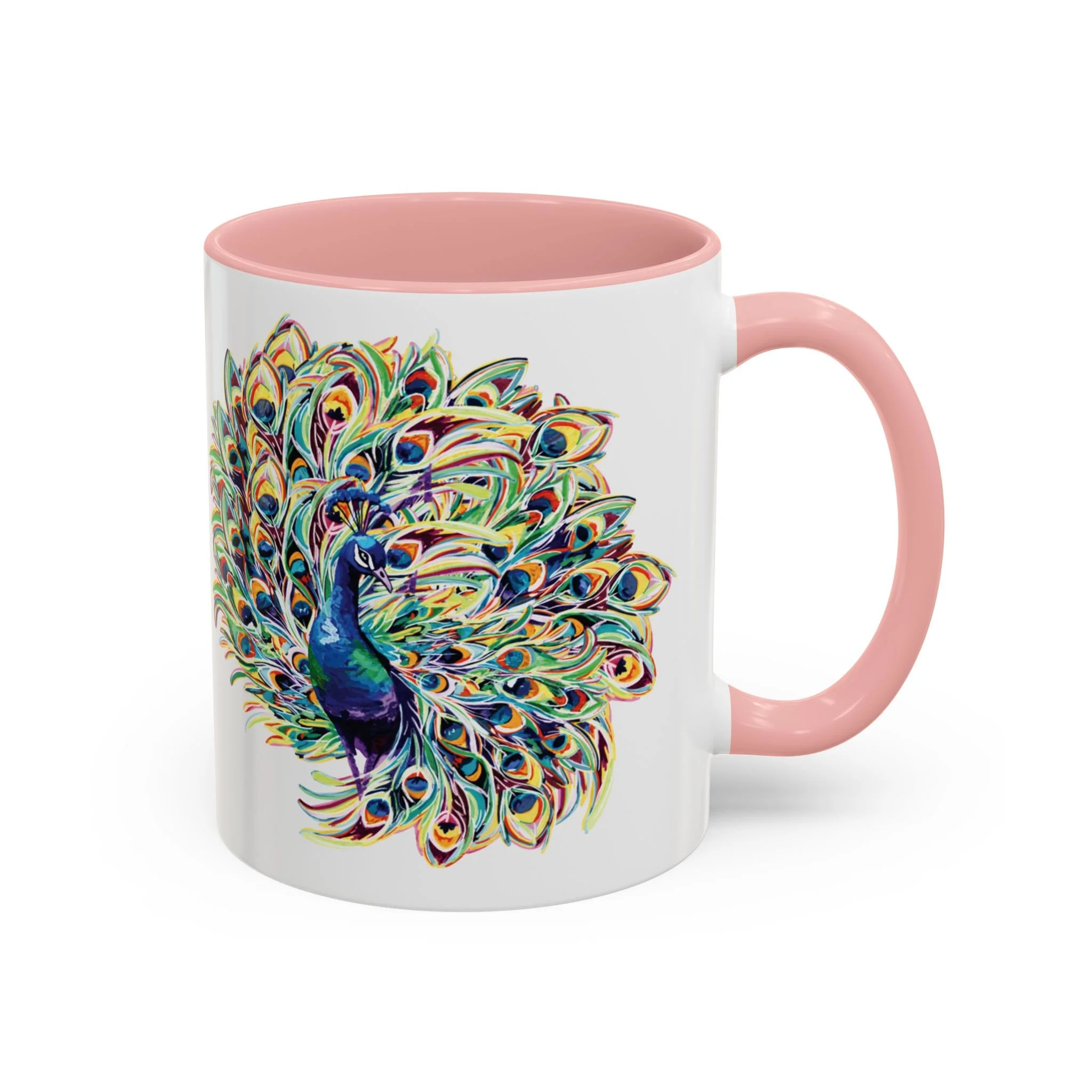 Peacock Burst Two Tone Ceramic Coffee Mugs 11oz
