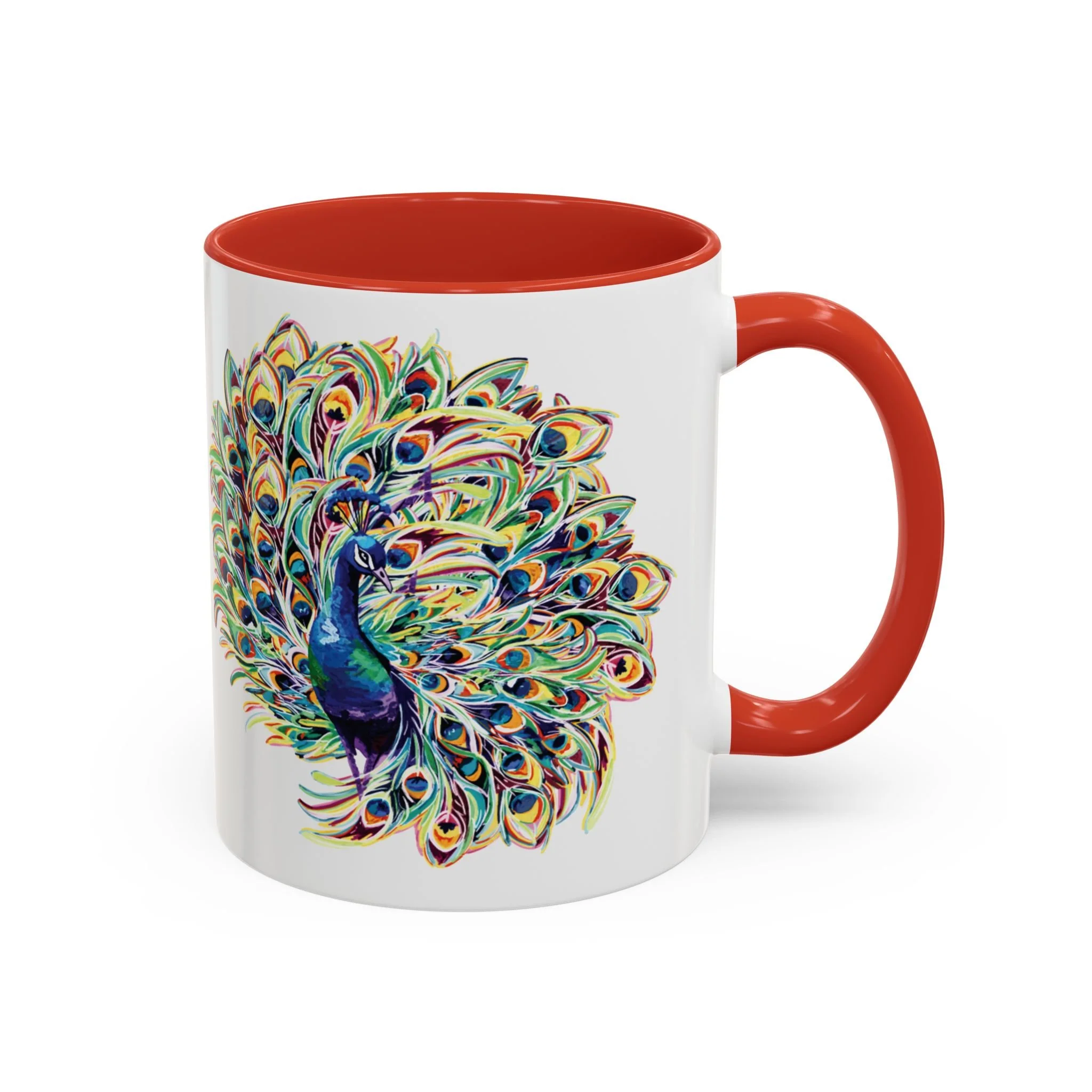 Peacock Burst Two Tone Ceramic Coffee Mugs 11oz
