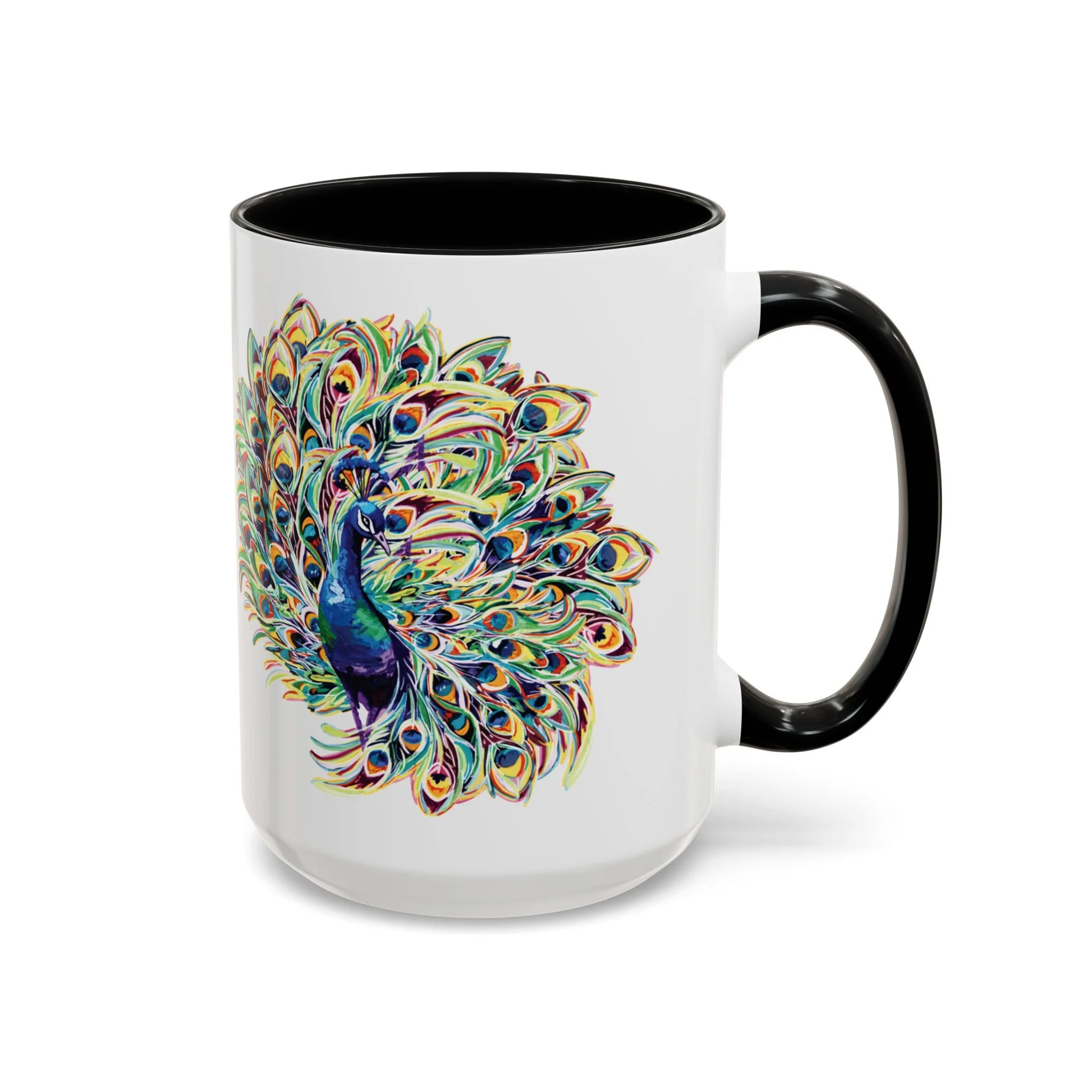 Peacock Burst Two Tone Ceramic Coffee Mugs 15oz