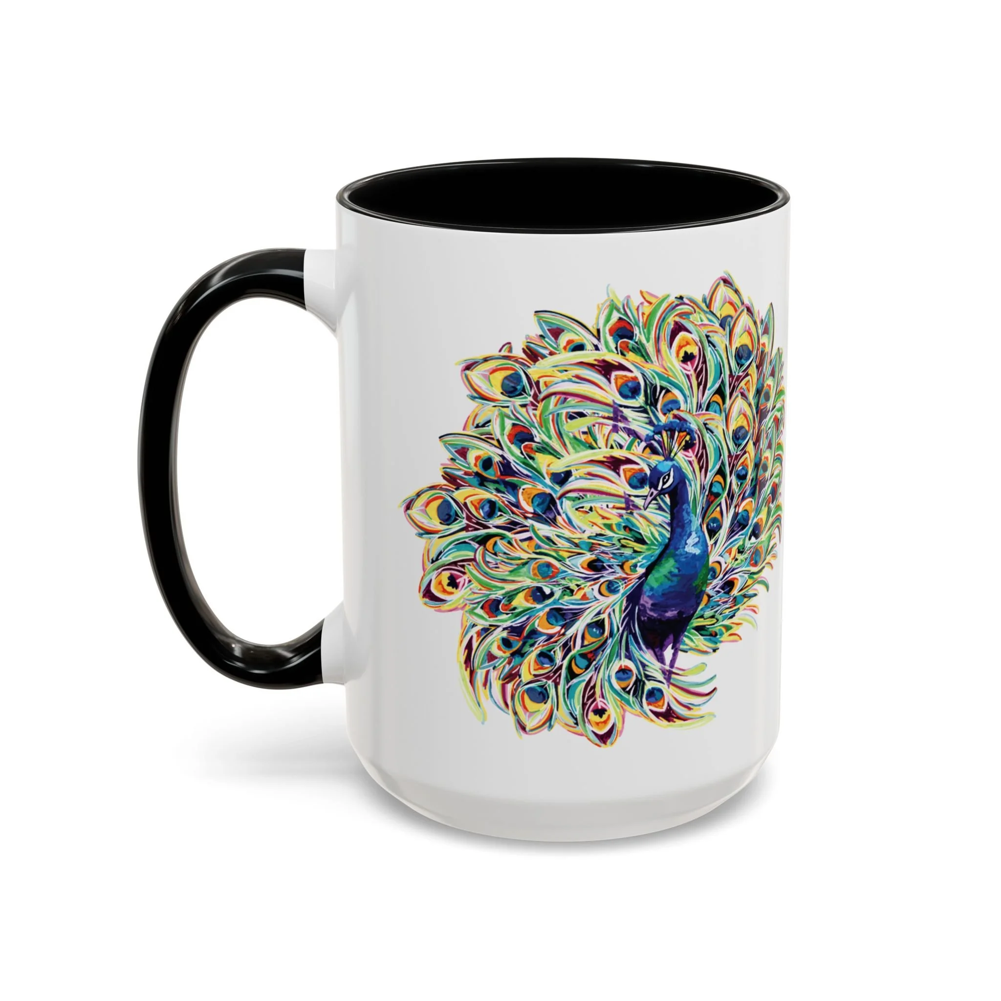Peacock Burst Two Tone Ceramic Coffee Mugs 15oz