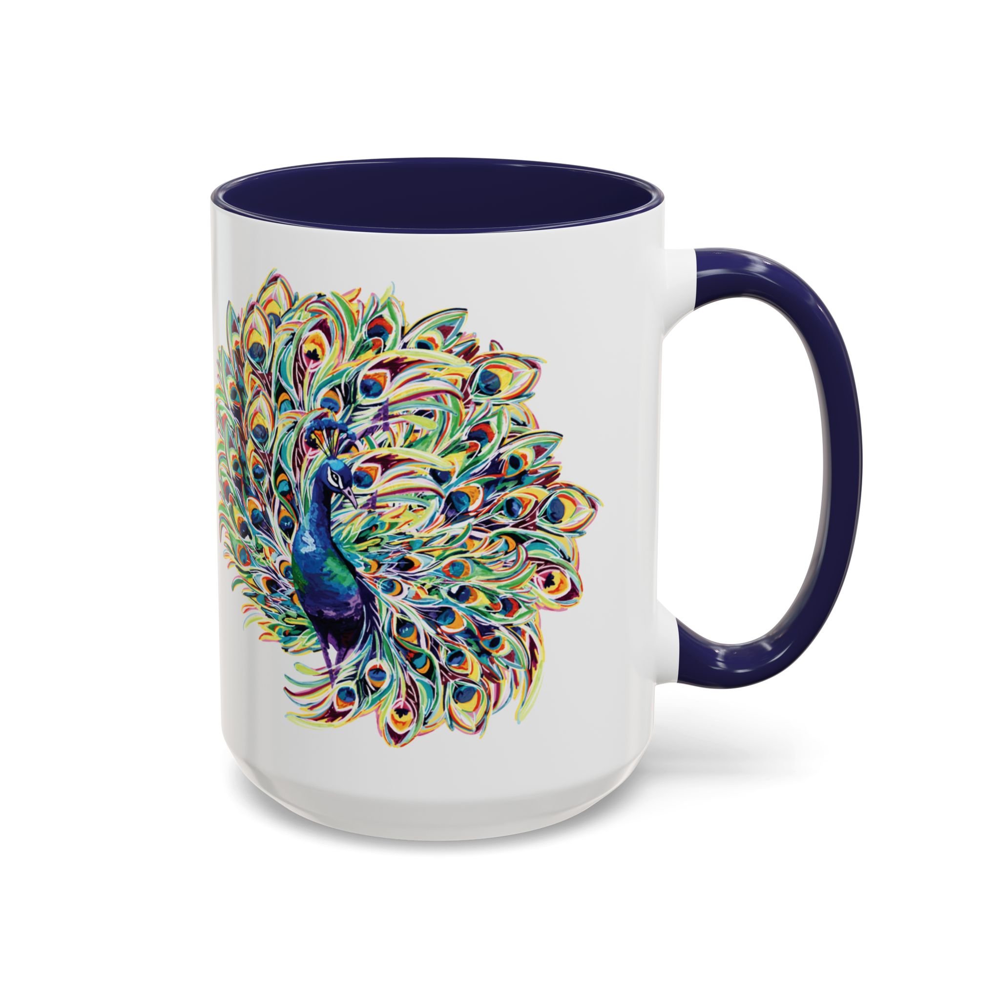 Peacock Burst Two Tone Ceramic Coffee Mugs 15oz