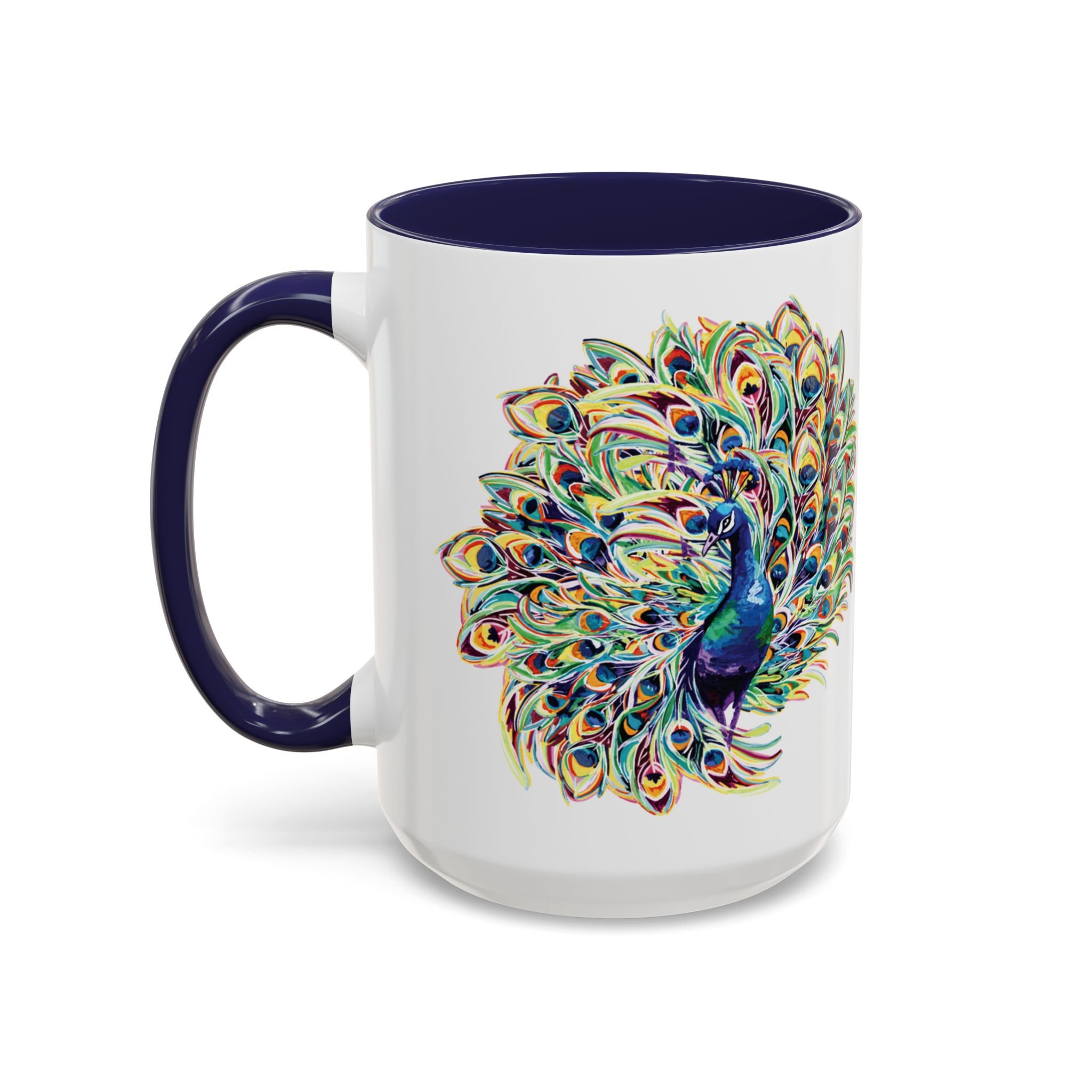 Peacock Burst Two Tone Ceramic Coffee Mugs 15oz