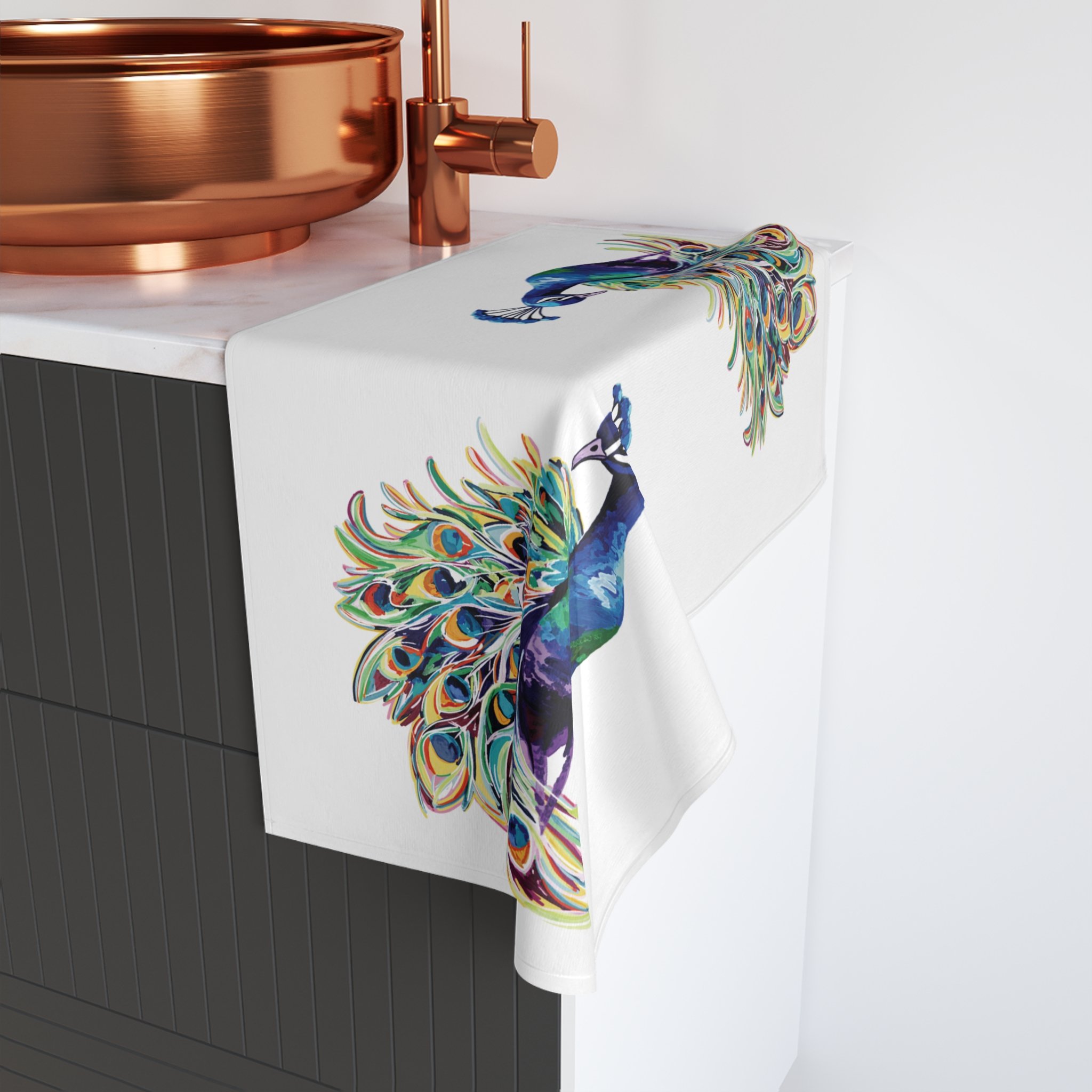 Peacock Polyester Cotton Hand Towel